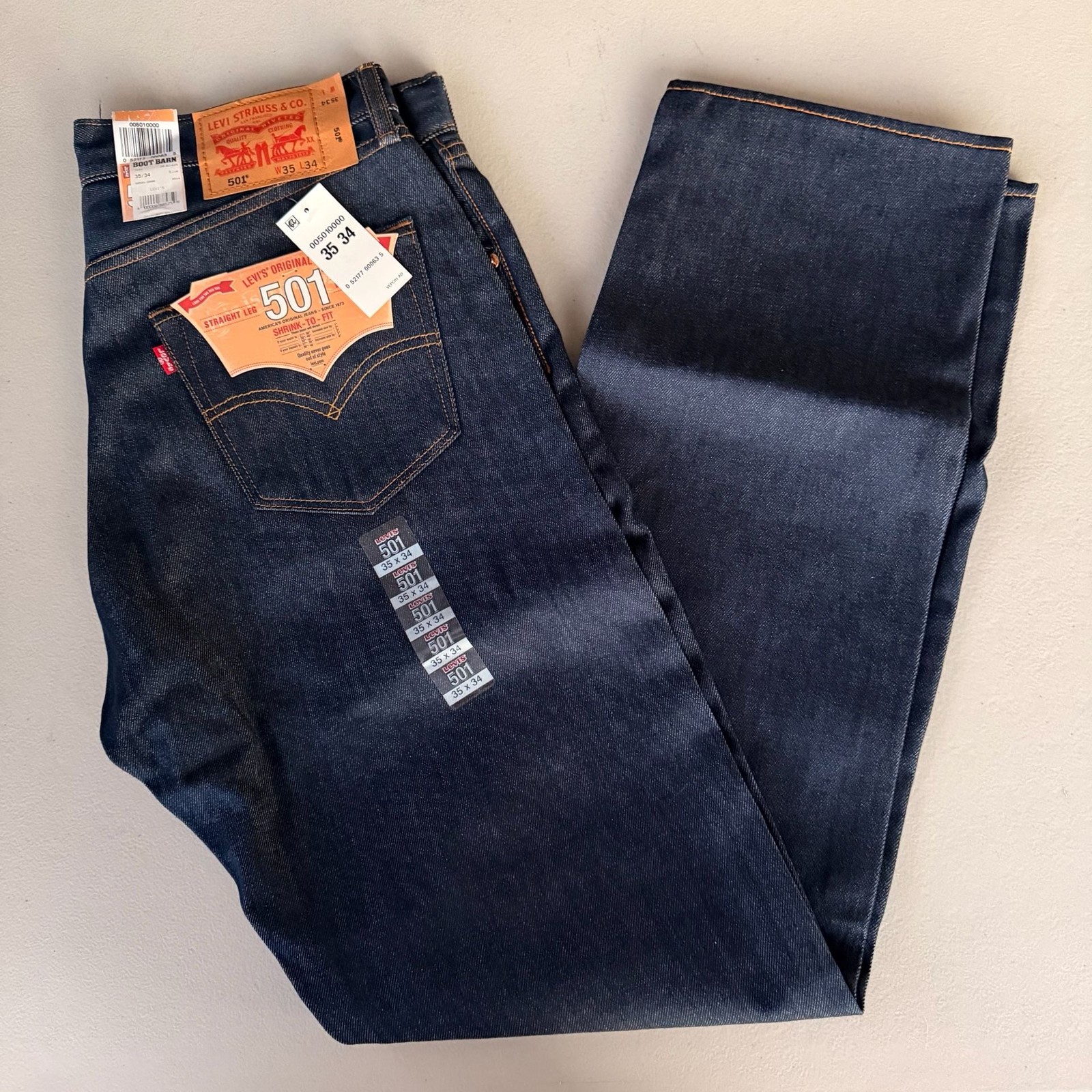 Levi’s 501 Original Shrink-To-Fit Straight Leg Jeans, Men’s Size 35×34