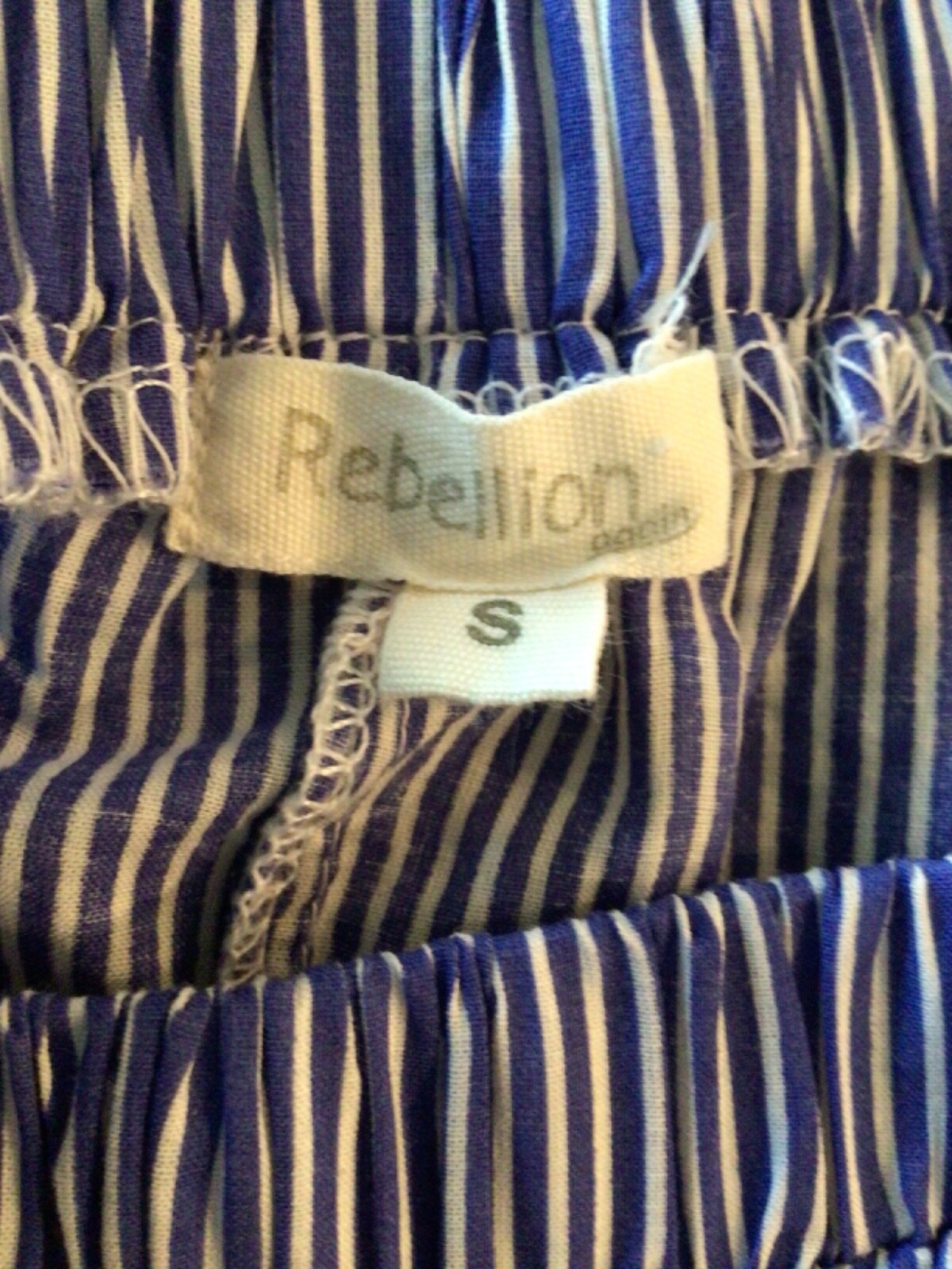 Rebellion Shirt Women Sm Embroidered Bell Sleeve Off the Shoulder Blouse Blue/wh