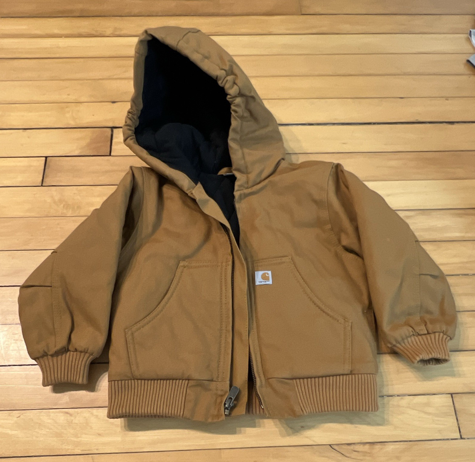 Carhartt Brown Canvas Hooded Insulated Lined Full Zip Jacket Toddler 2T