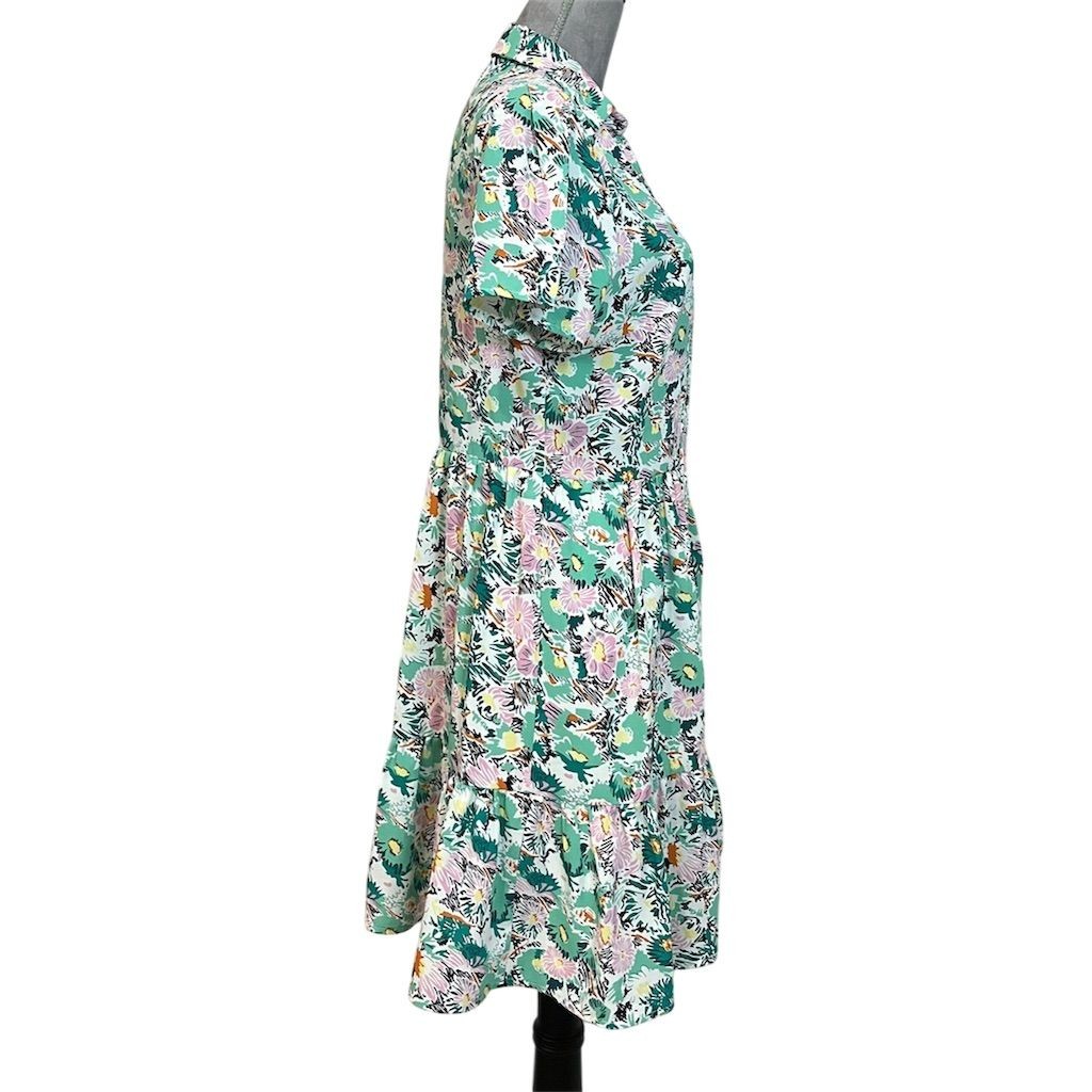Women’s Floral Mini Dress M Spring Summer Beach Peasant Garden Girl