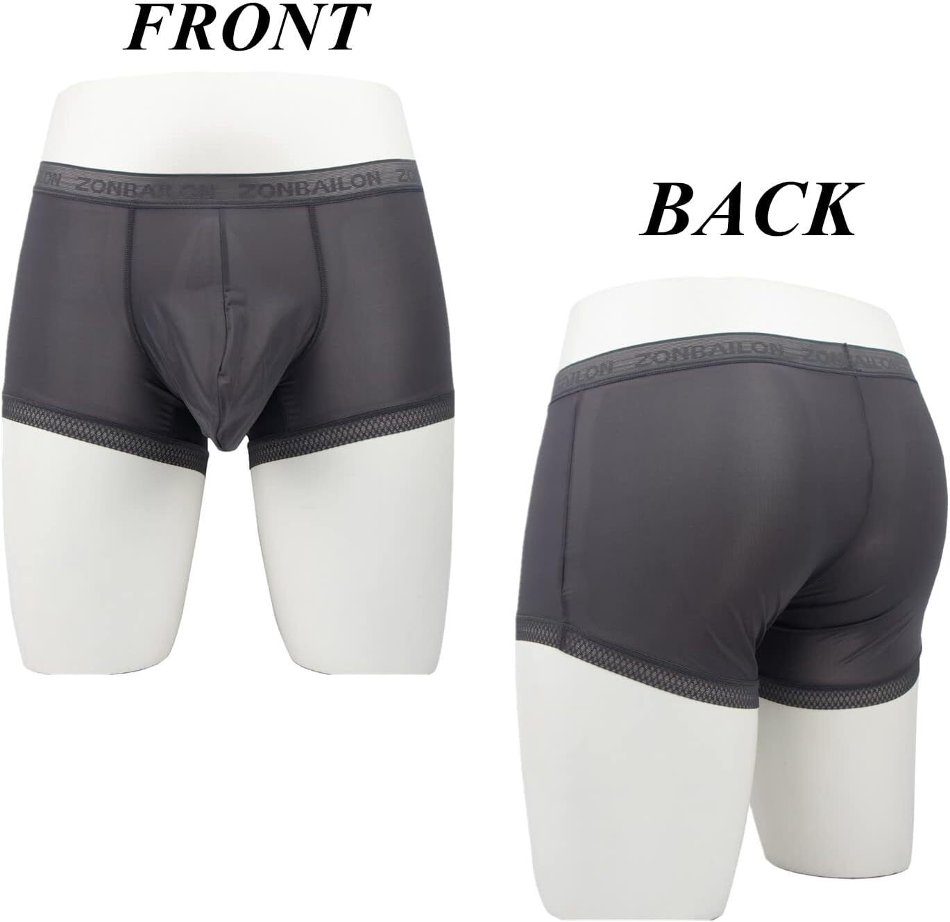 Zonbailon Men’s Ice Silk Boxer Briefs Transparent Stretch See-Through Underwear