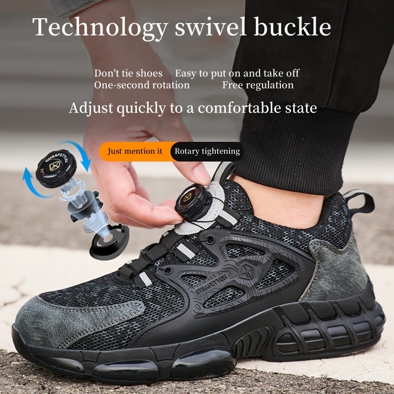 Work Shoes Mens Anti-Smash Steel Toe Puncture-Resistant Sneakers Security Boots