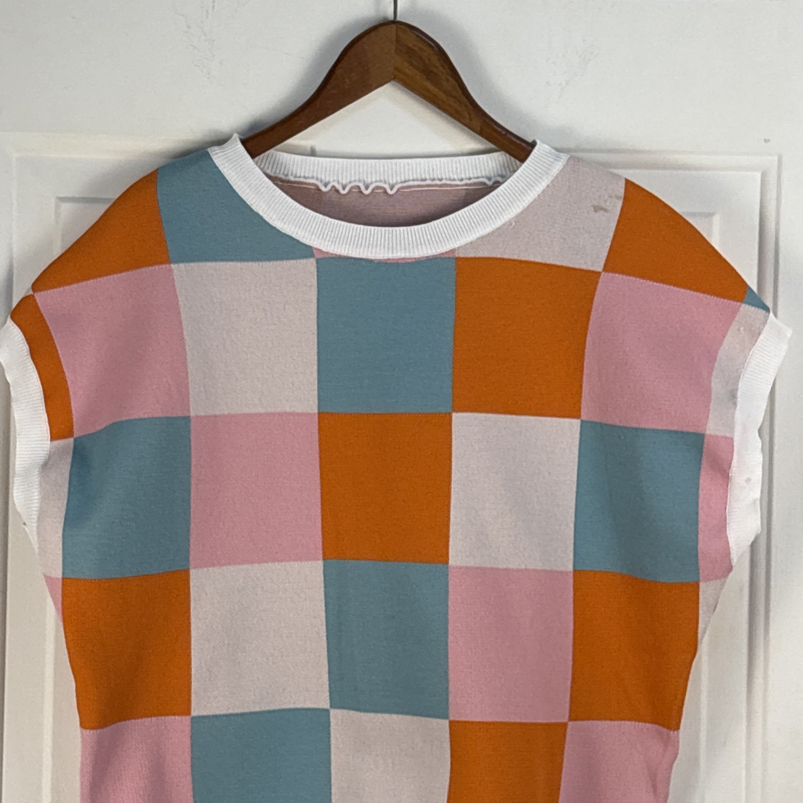 Retro 50s Style Colorful Checker Crop Top