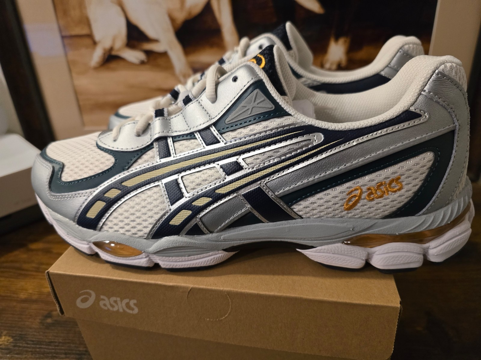 Asics GEL-NYC 2055 Sneakers Cream/Midnight Mens Sz 10 US 1203A542-102 Shoes NEW