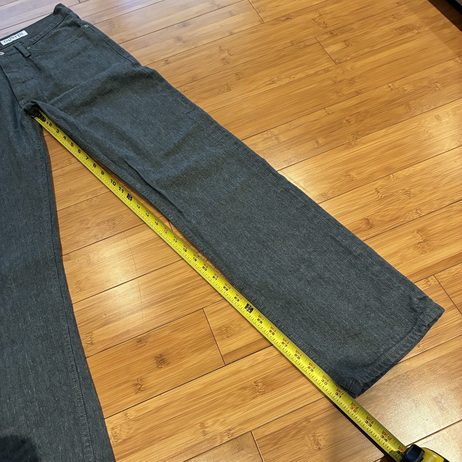 Gustin California Straight Raw Men’s Grey Jeans 31×32 Selvedge Denim