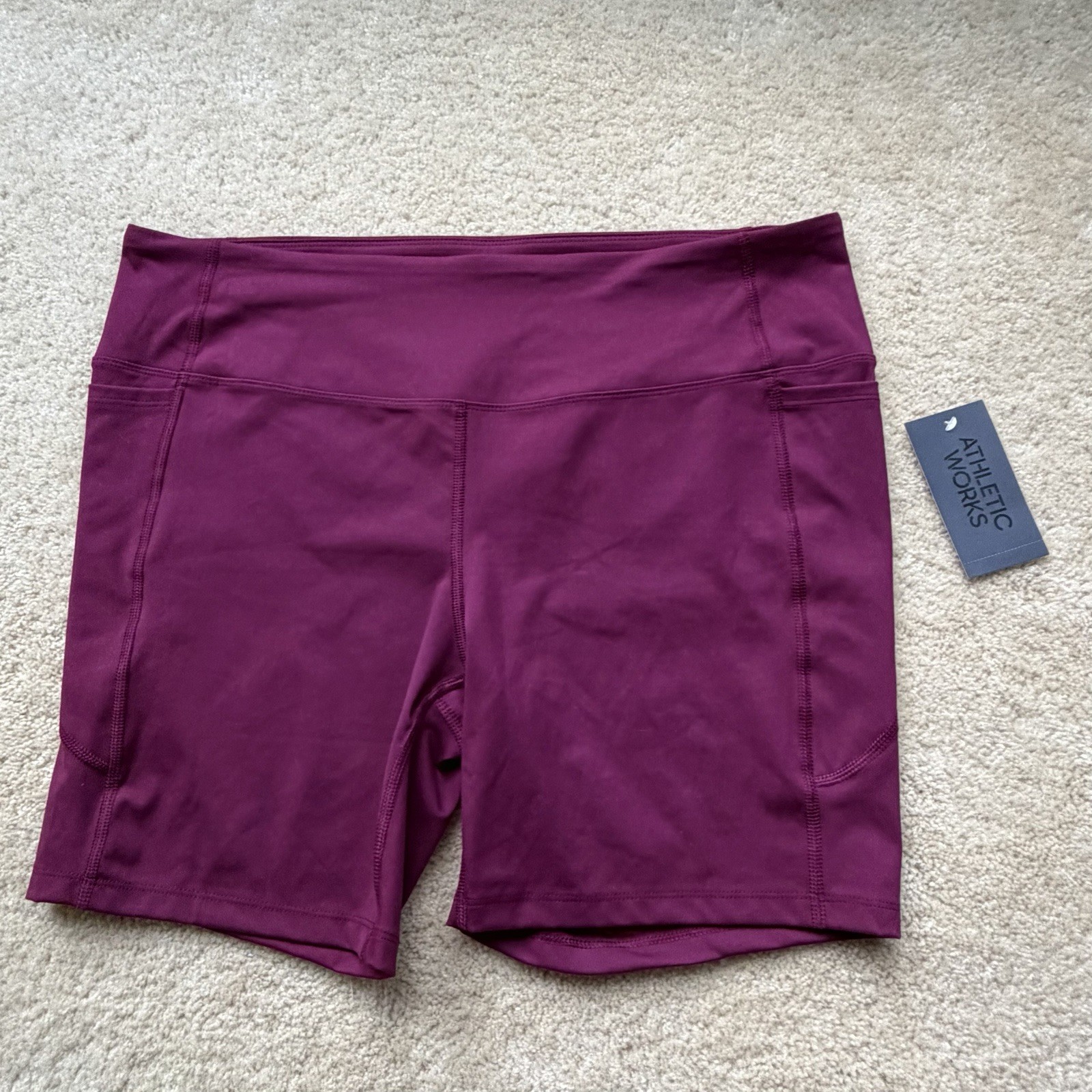 NWT Athletic Works Women’s Cranberry Red Yoga Bike Exercise Shorts – 3XL (22)
