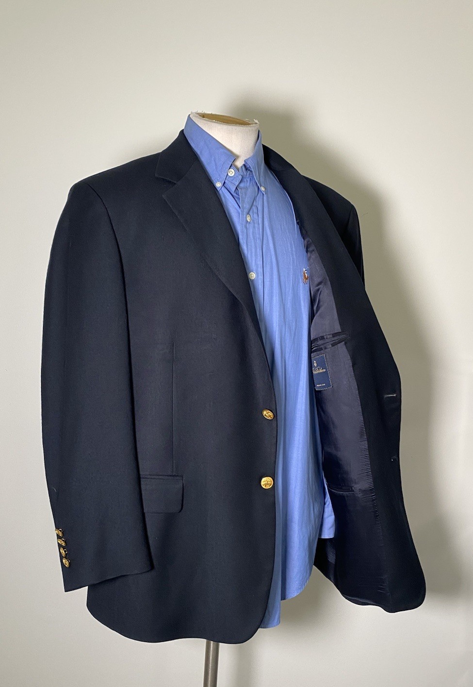 44S BROOKS BROTHERS Italian fleece Logo Gold Button Flannel Wool Tweed Blazer