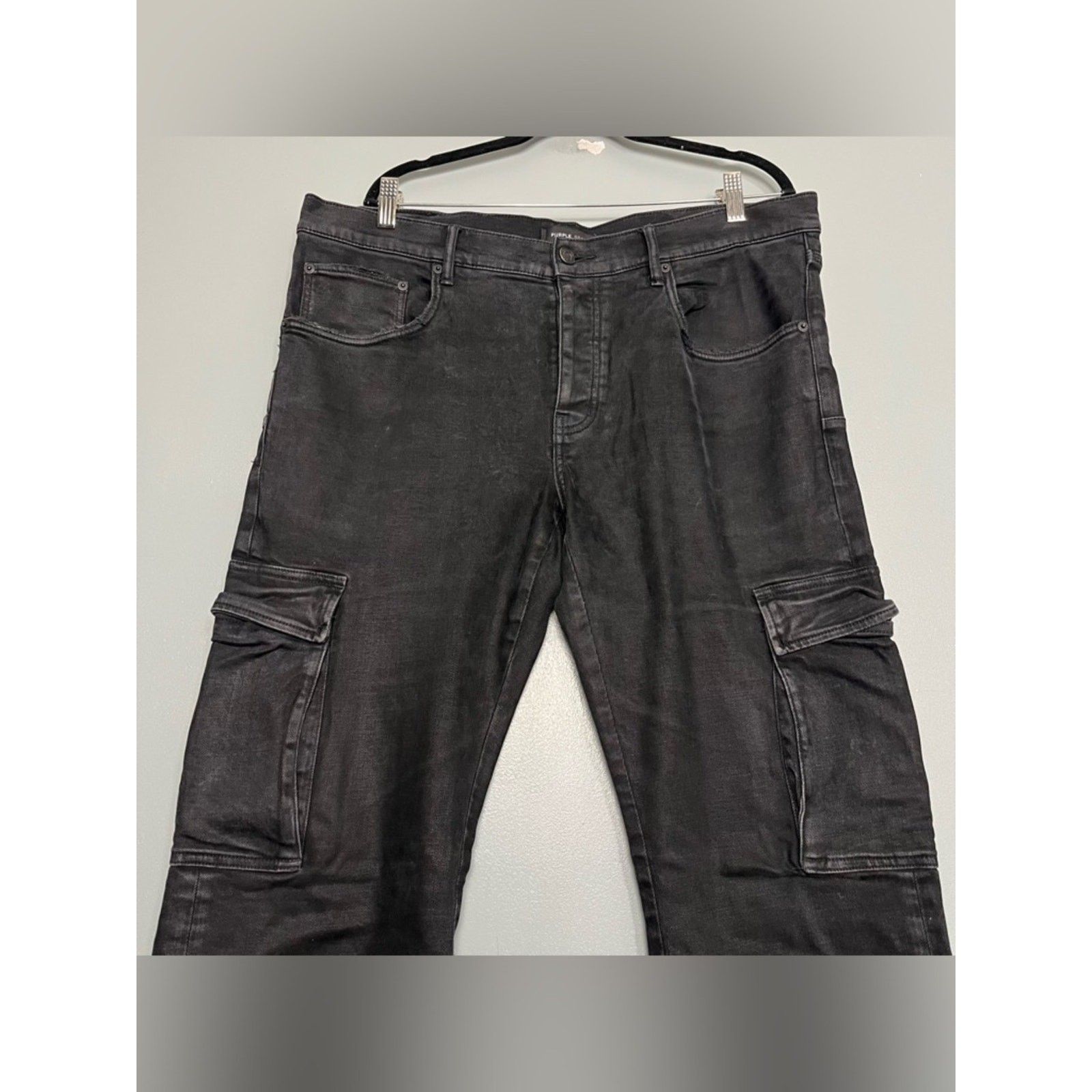 Purple Brand Men’s Cargo Pocket Jean Style P004 Black Denim Straight Leg Size 38