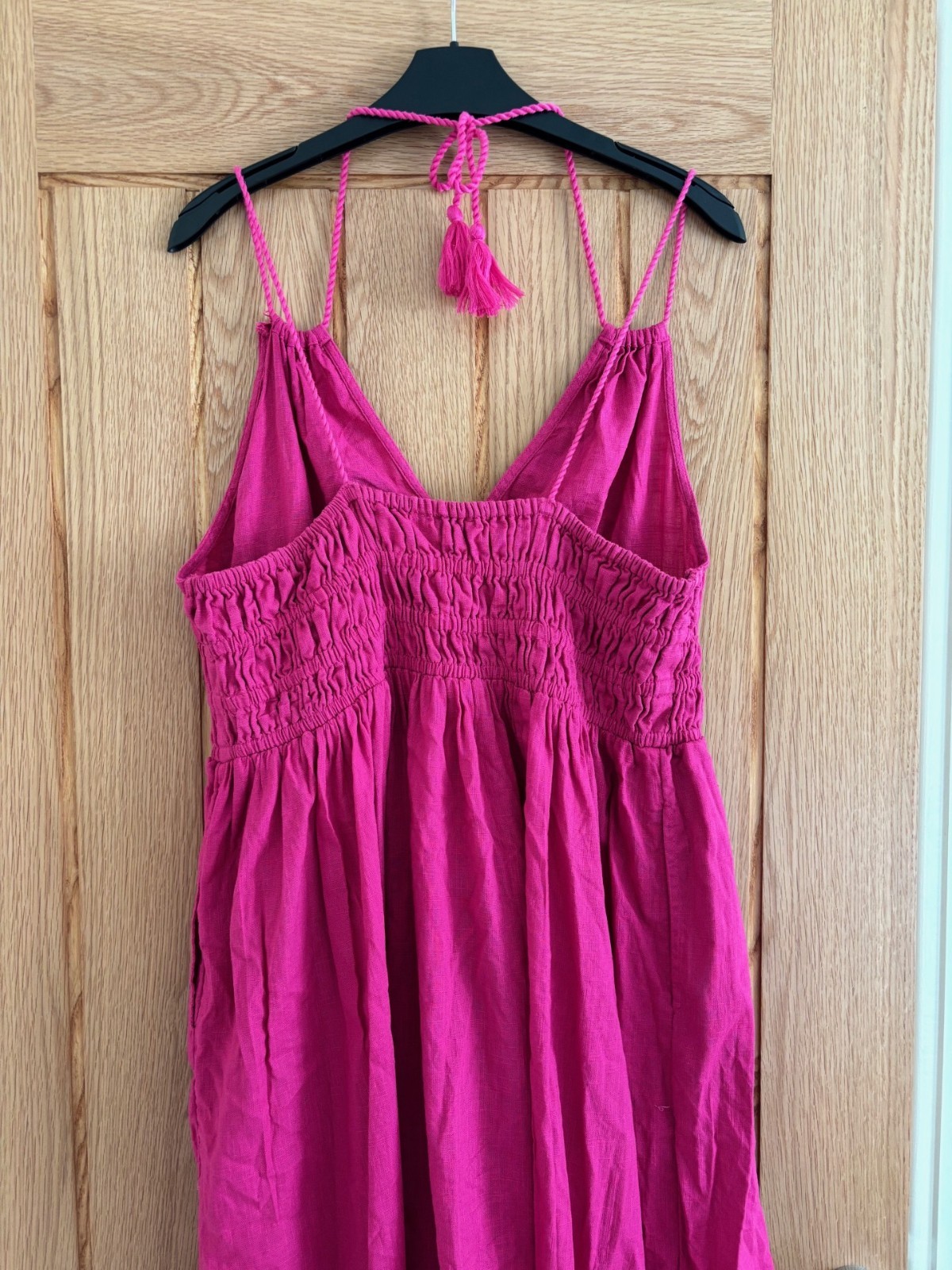 Accessorize Magenta Pink Cotton Long Midi to Maxi Length Dress, Size L, 16-18