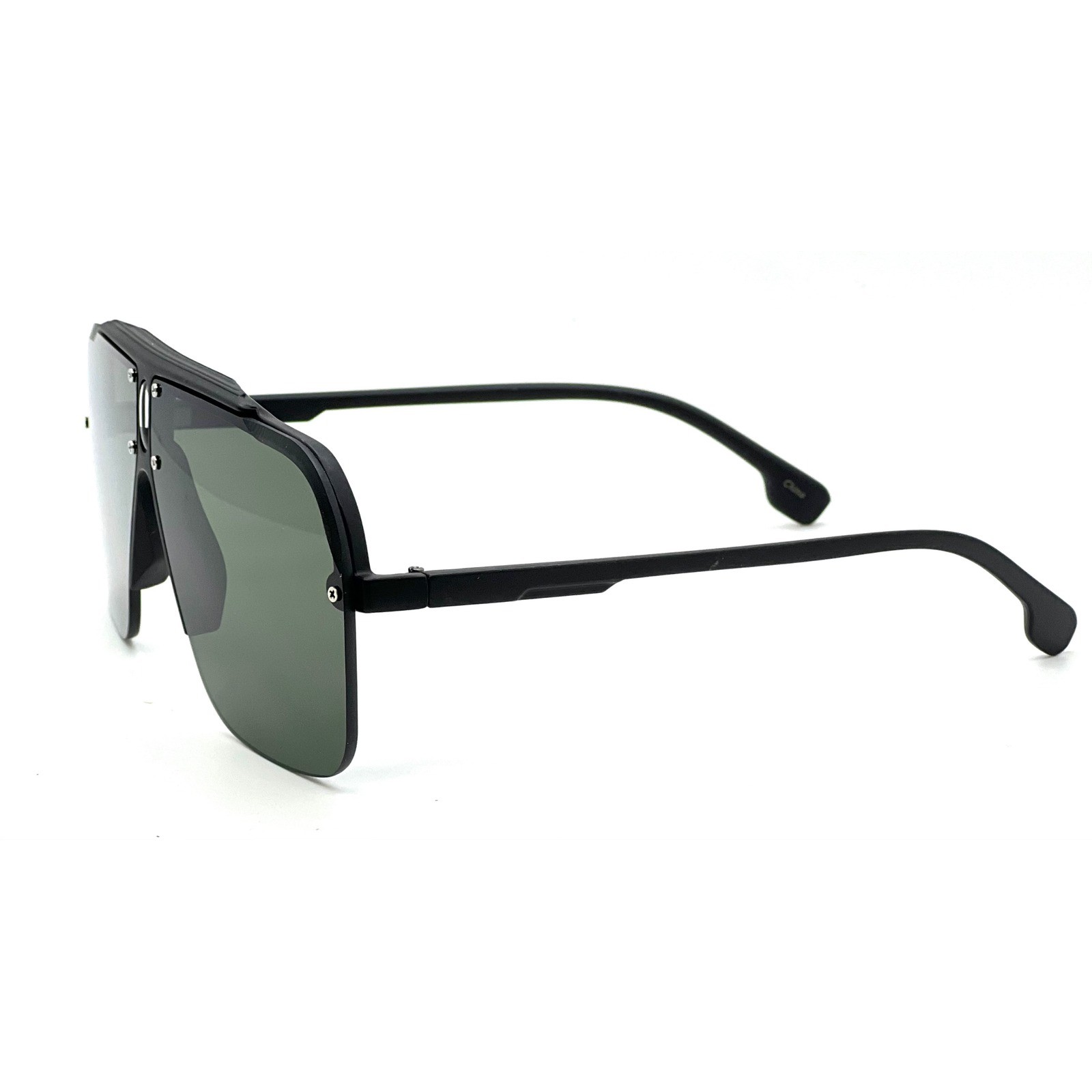 Mens Oversized Shield Hip Hop Sunglasses Matte Black Frame Green Lens Outdoor