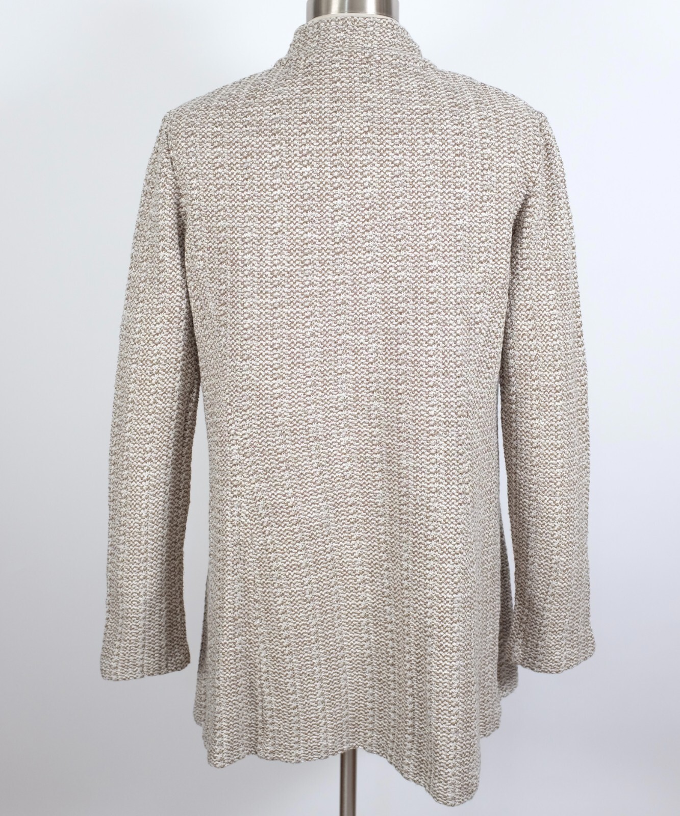 St John Collection sz 6 long jacket coat moss taupe knit open front