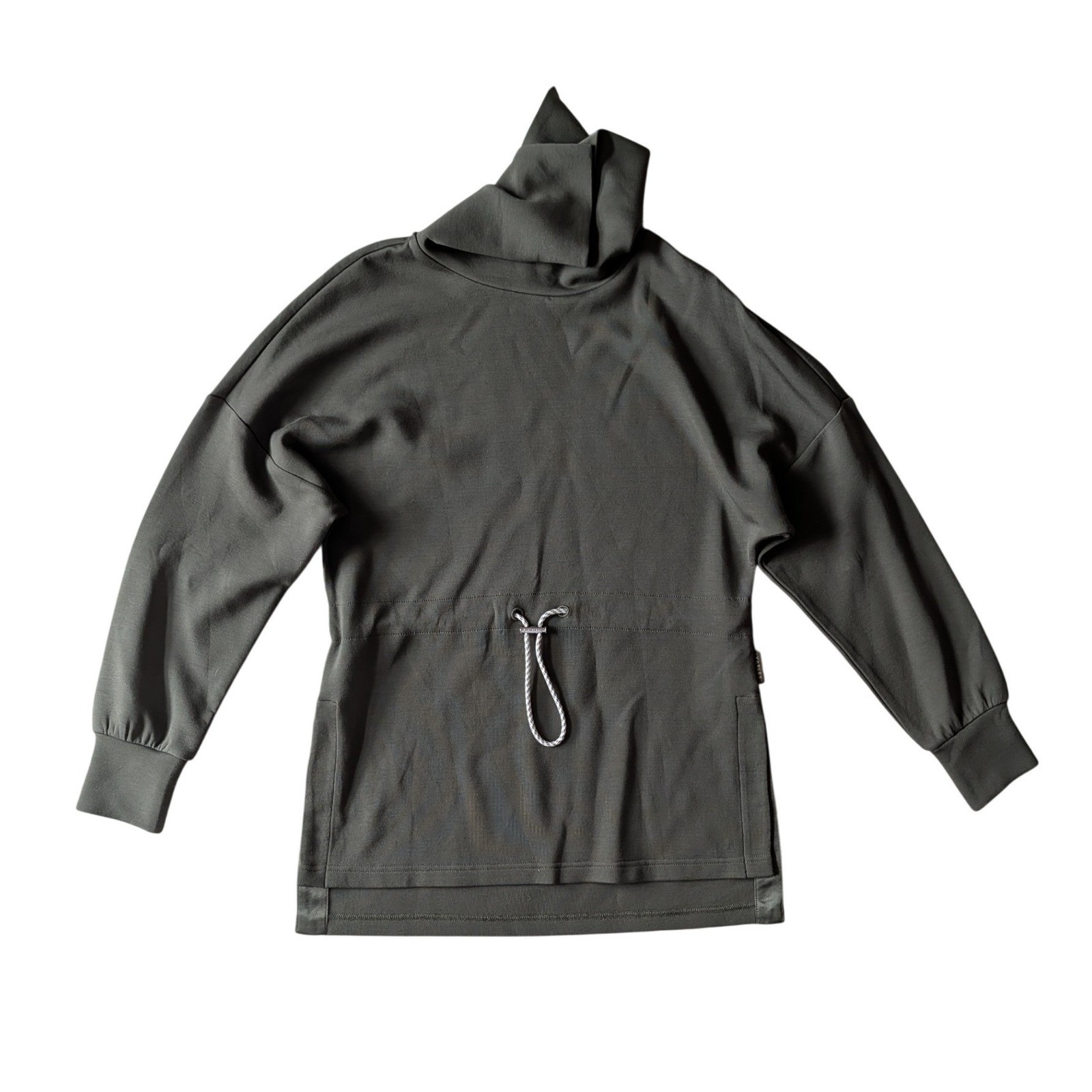 Varley Freya DoubleSoft Sweatshirt Olive Green Cowl Neck Drawstring Waist- Small