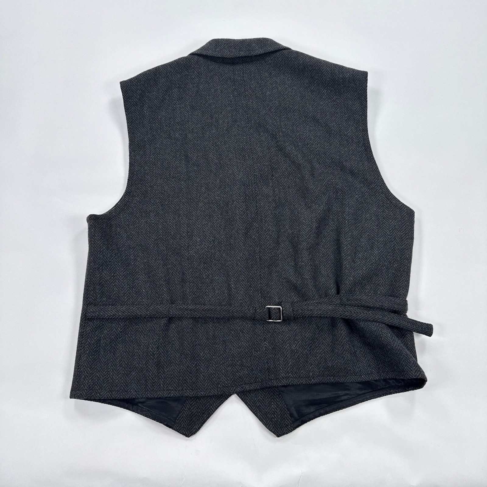 Orvis Vest Mens Large Grey Wool Herringbone Signature Collection Waiscoat