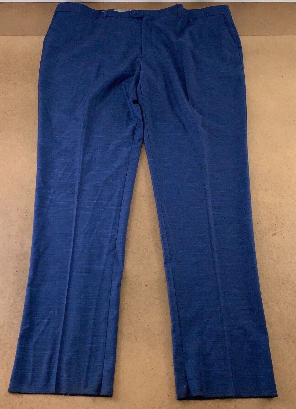 Lineage Men’s Size 50 X 38 Raw Hem Blue Flat Front Straight Leg Suit Pants NWT