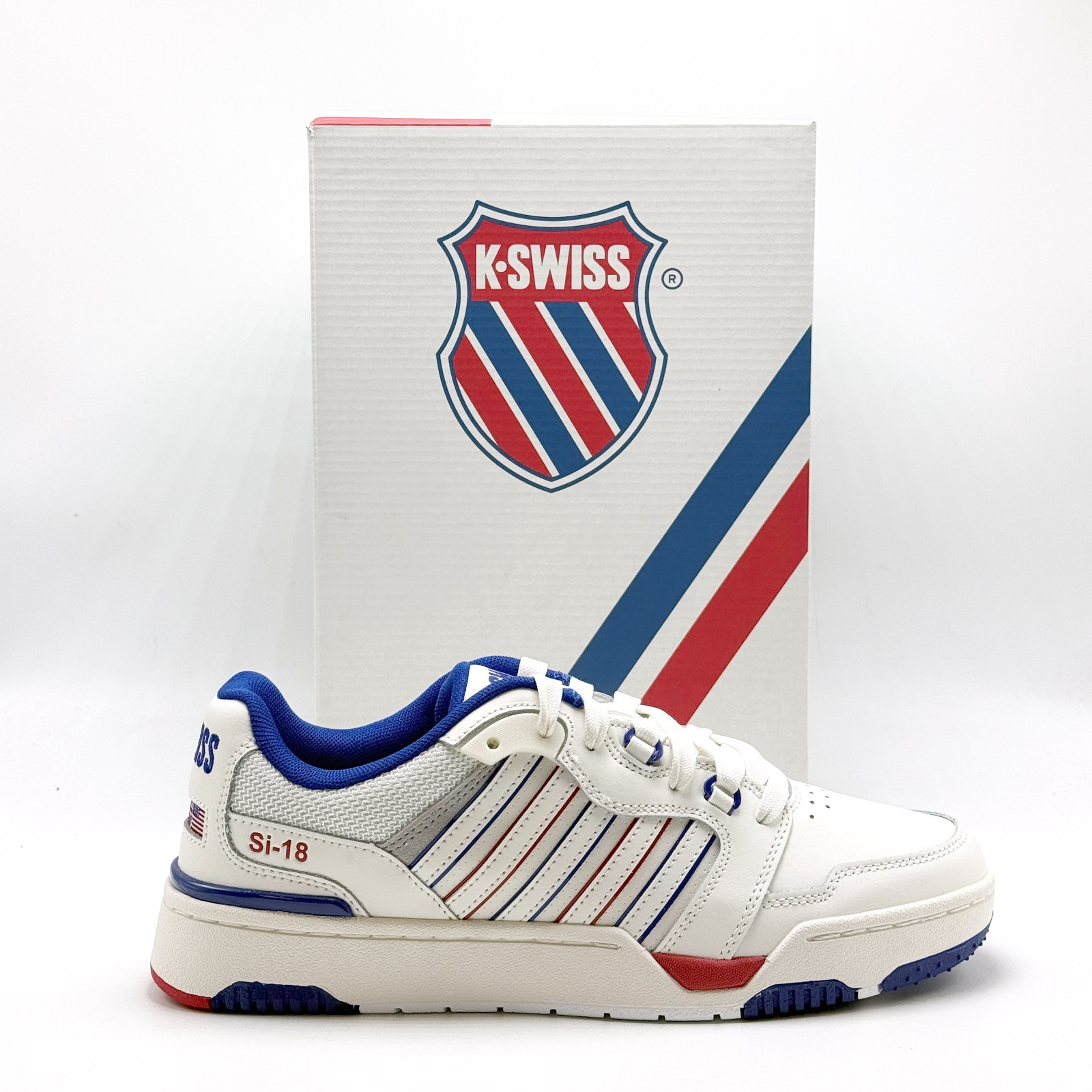 *NEW* MEN K-Swiss SI-18 RIVAL SNOW WHITE / NAVY / RED (08531-172-M) 👍