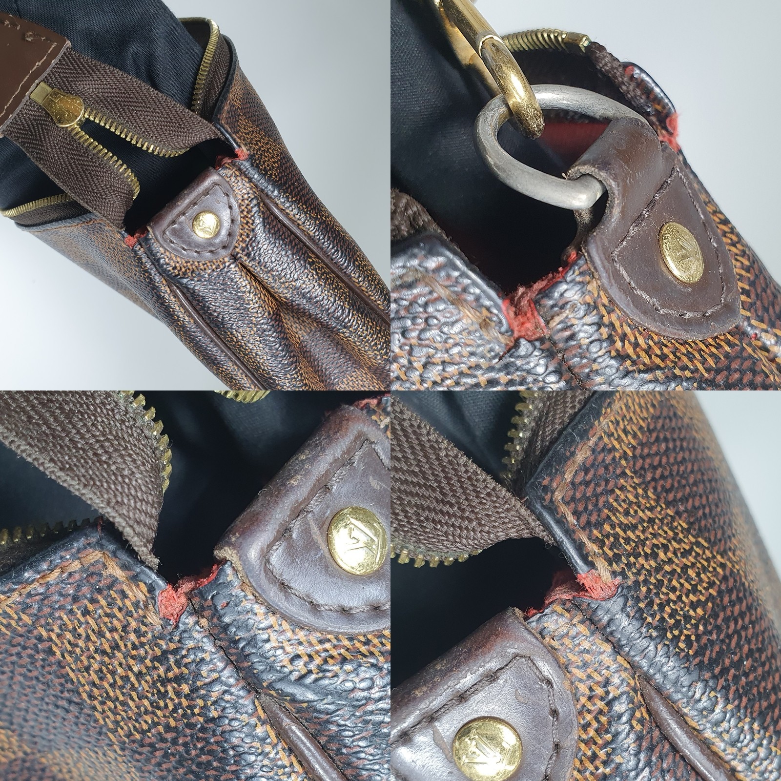 NO TARIFF Auth Louis Vuitton Eva Clutch Damier Ebene N55213 No Shoulder CLA969