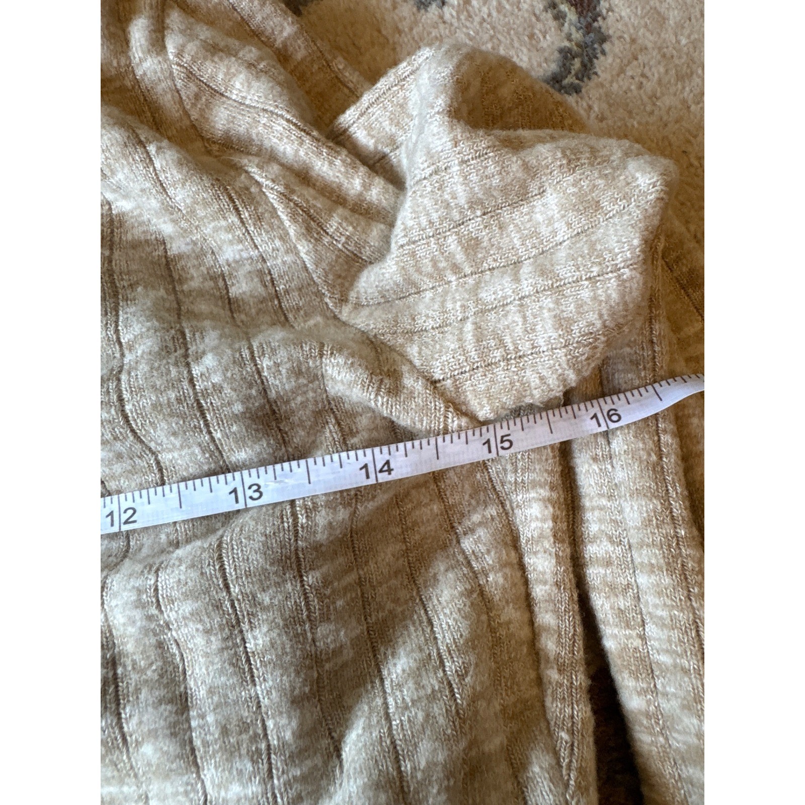 NA-KD Beige Ribbed Knit Wrap Crop Top Long Sleeve Collared Size S