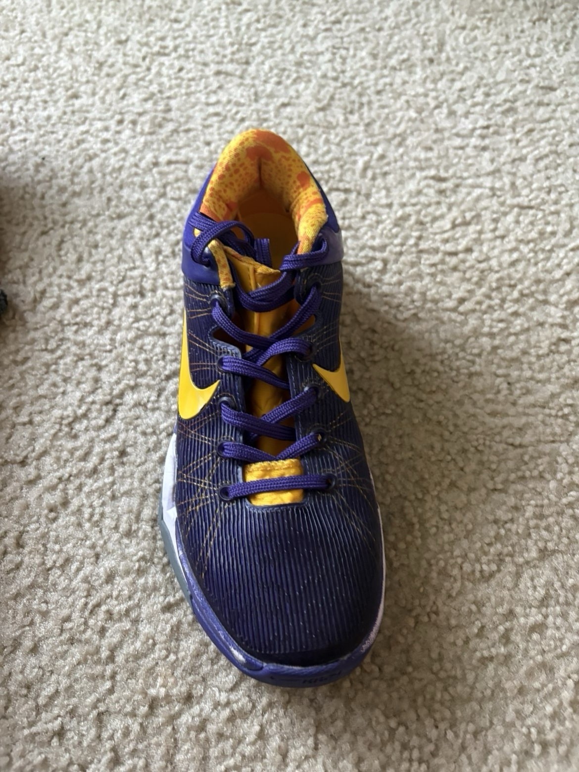 Nike Men’s Basketball Low Top Lace-Up Sneakers Purple/Yellow Colorblock Rubber