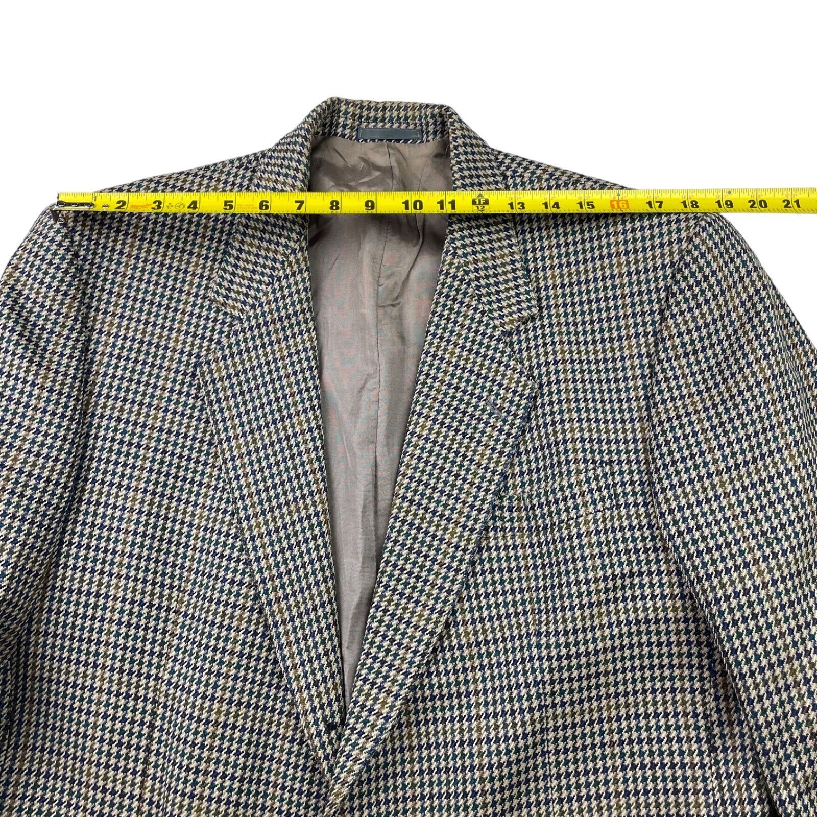 VTG Avoca Man Men’s Wool Tweed Blazer Beige/Blue Houndstooth • Ireland • 44R