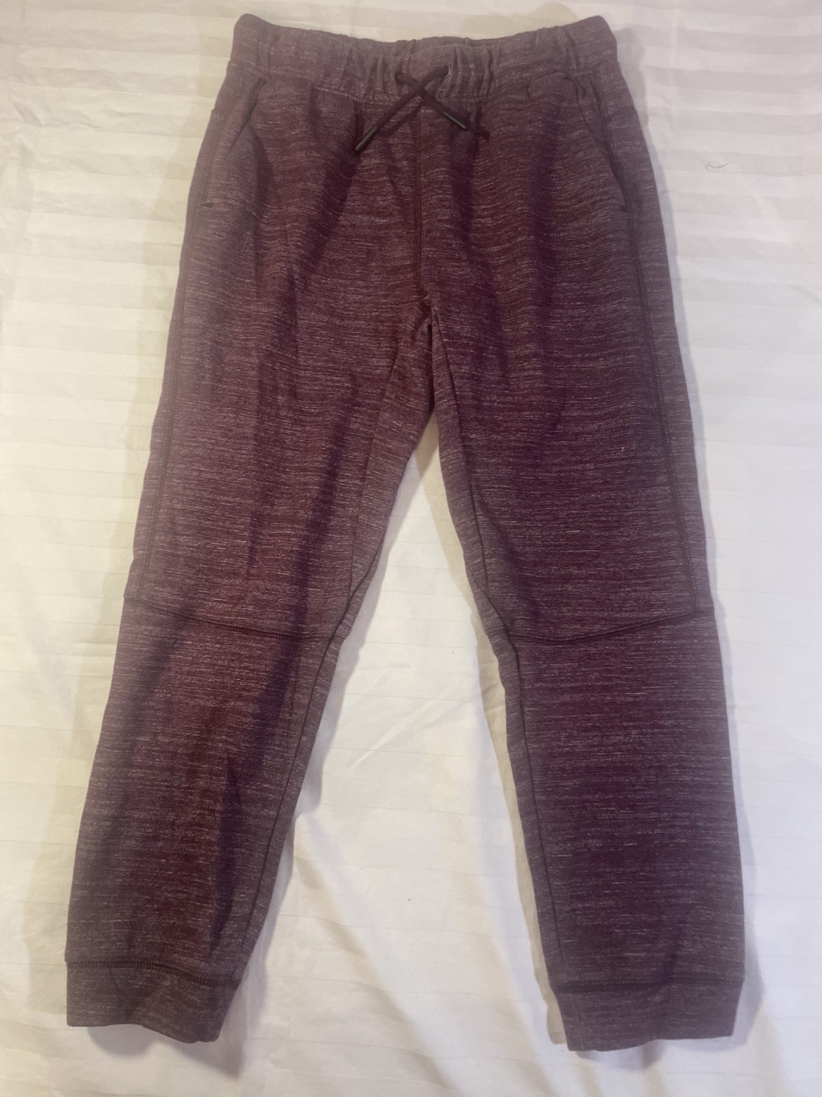 All In Motion Boys Jogger Sweatpants Burgundy Heather Size L 10/12 Athletic Draw
