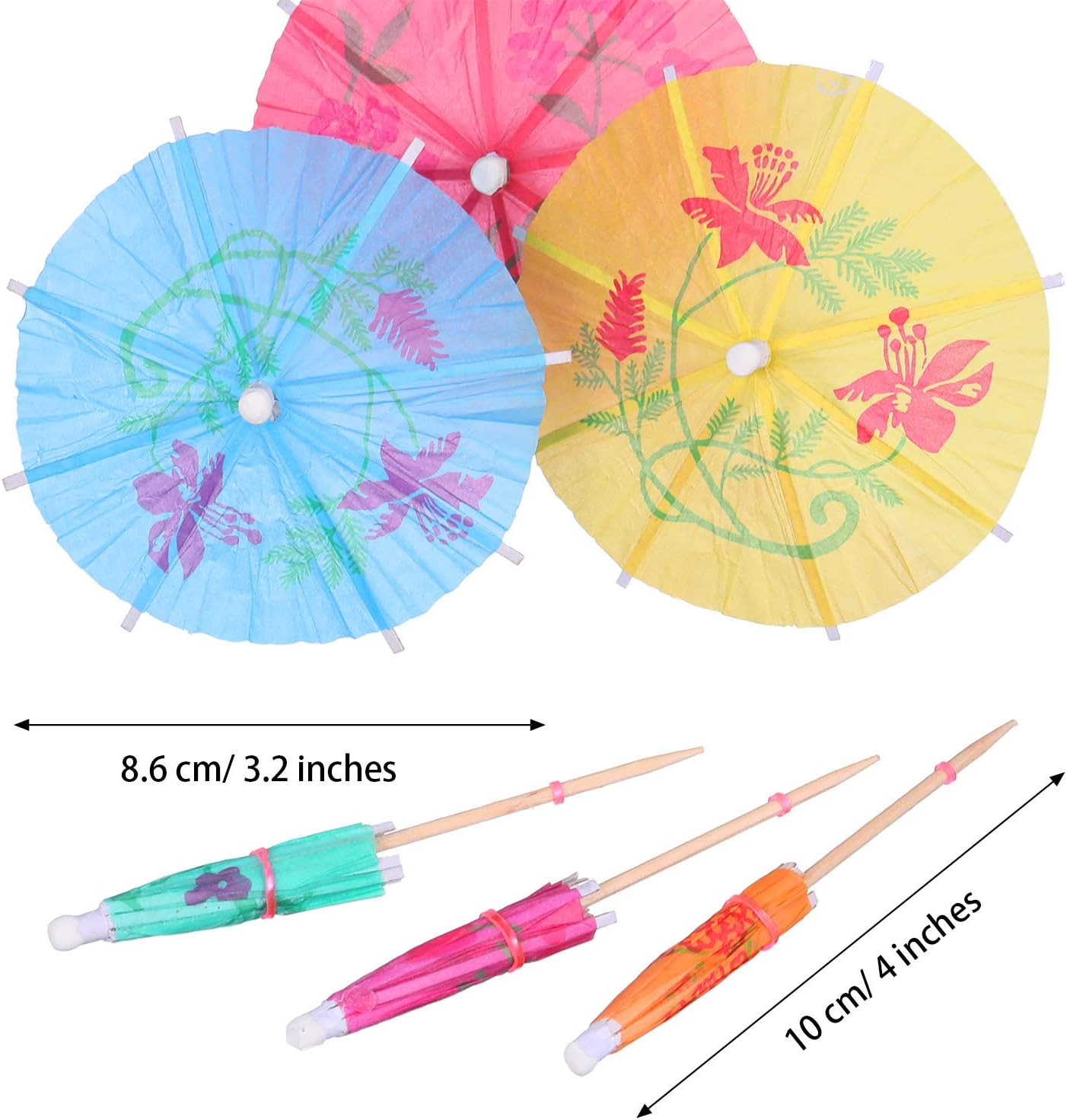 288 Pieces Cocktail Umbrella for Drink Assorted Paper 4 Inch Umbrella Toothpick