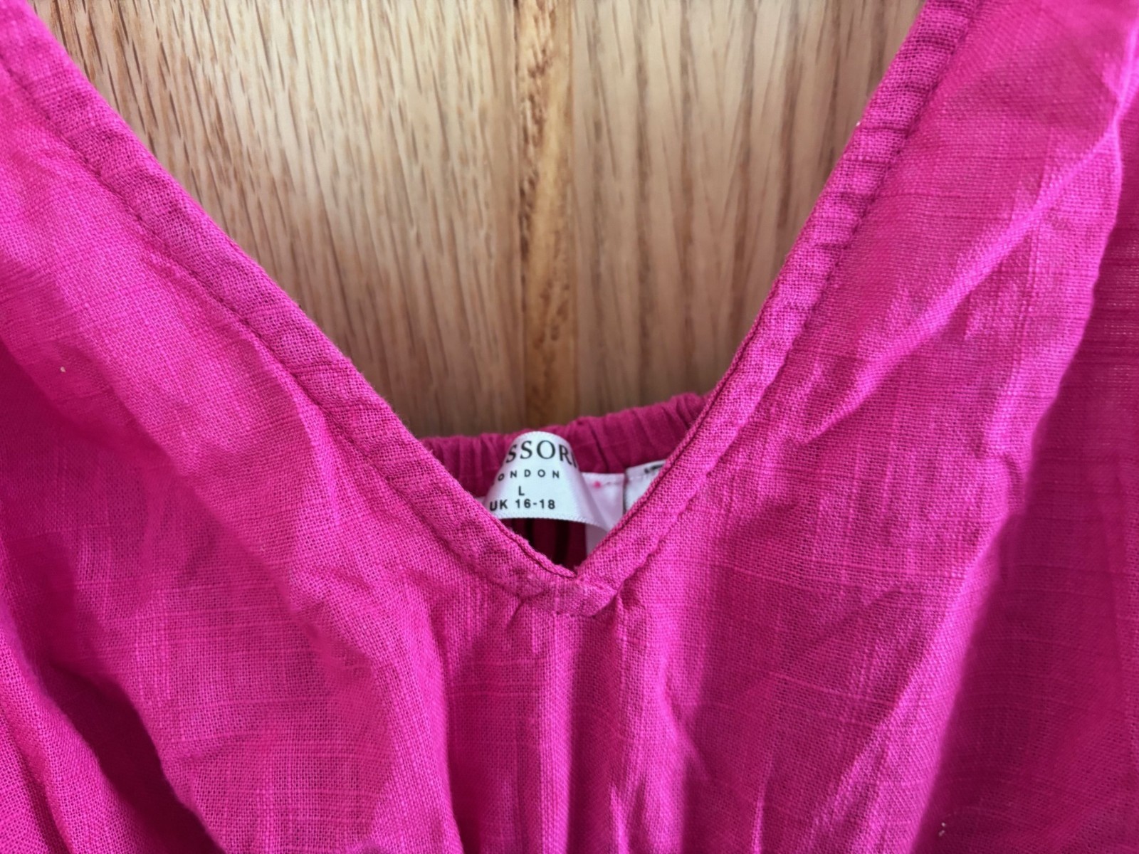 Accessorize Magenta Pink Cotton Long Midi to Maxi Length Dress, Size L, 16-18