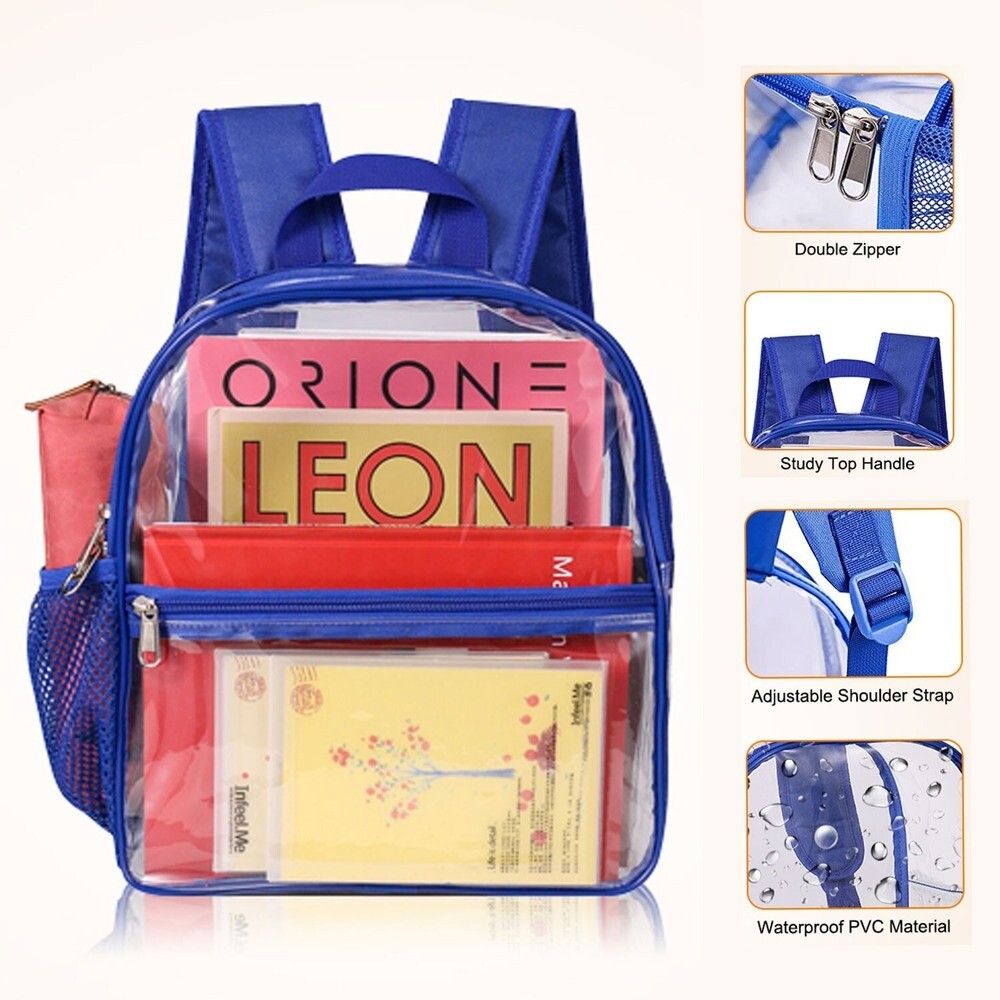 Clear Backpack – Stadium Approved Transparent Design Waterproof Bag 12×6×12 inch