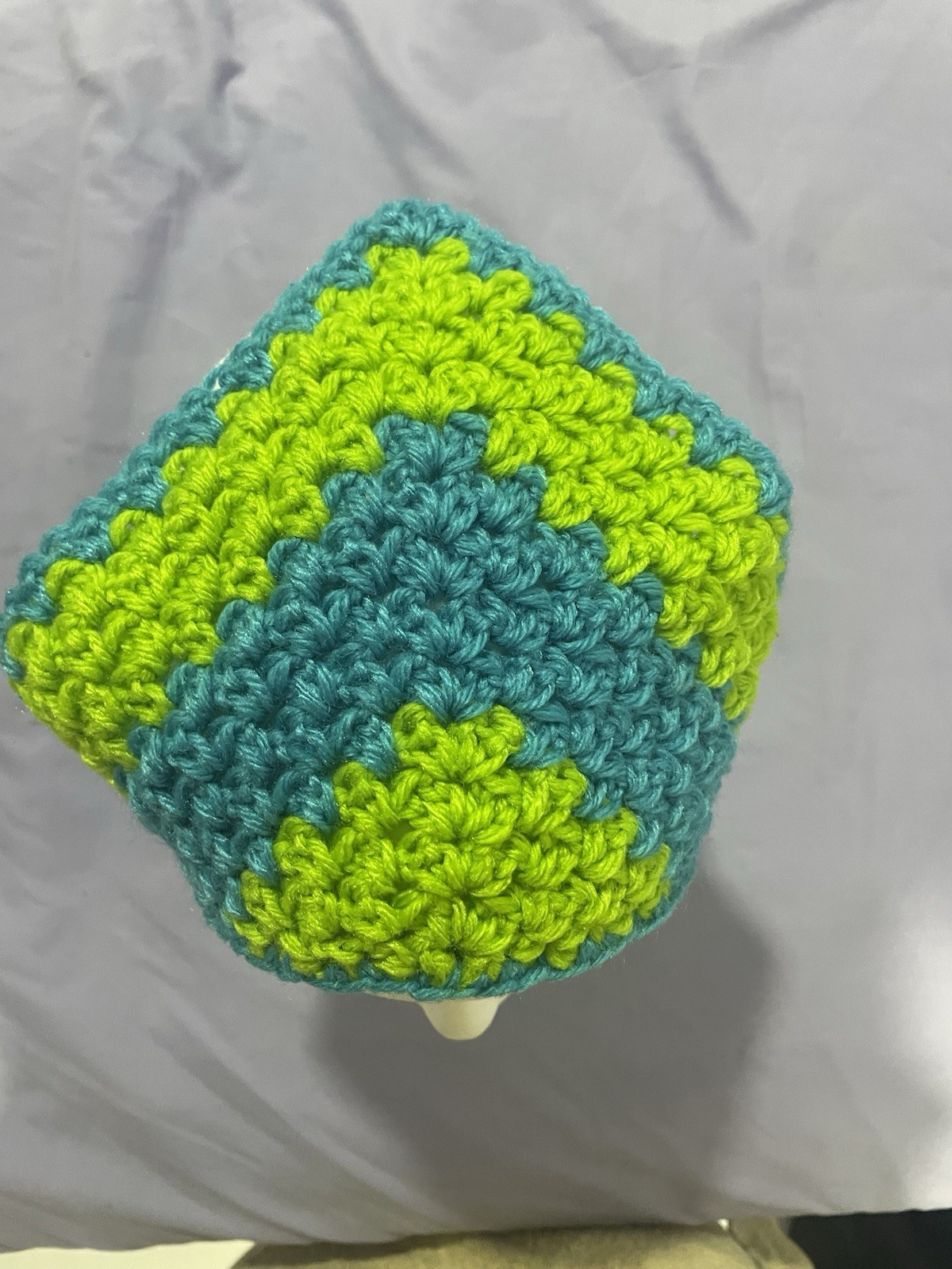 Handmade Crochet Ocean Blue & Sea Green Bonnet Scarf Hat w/ Ties