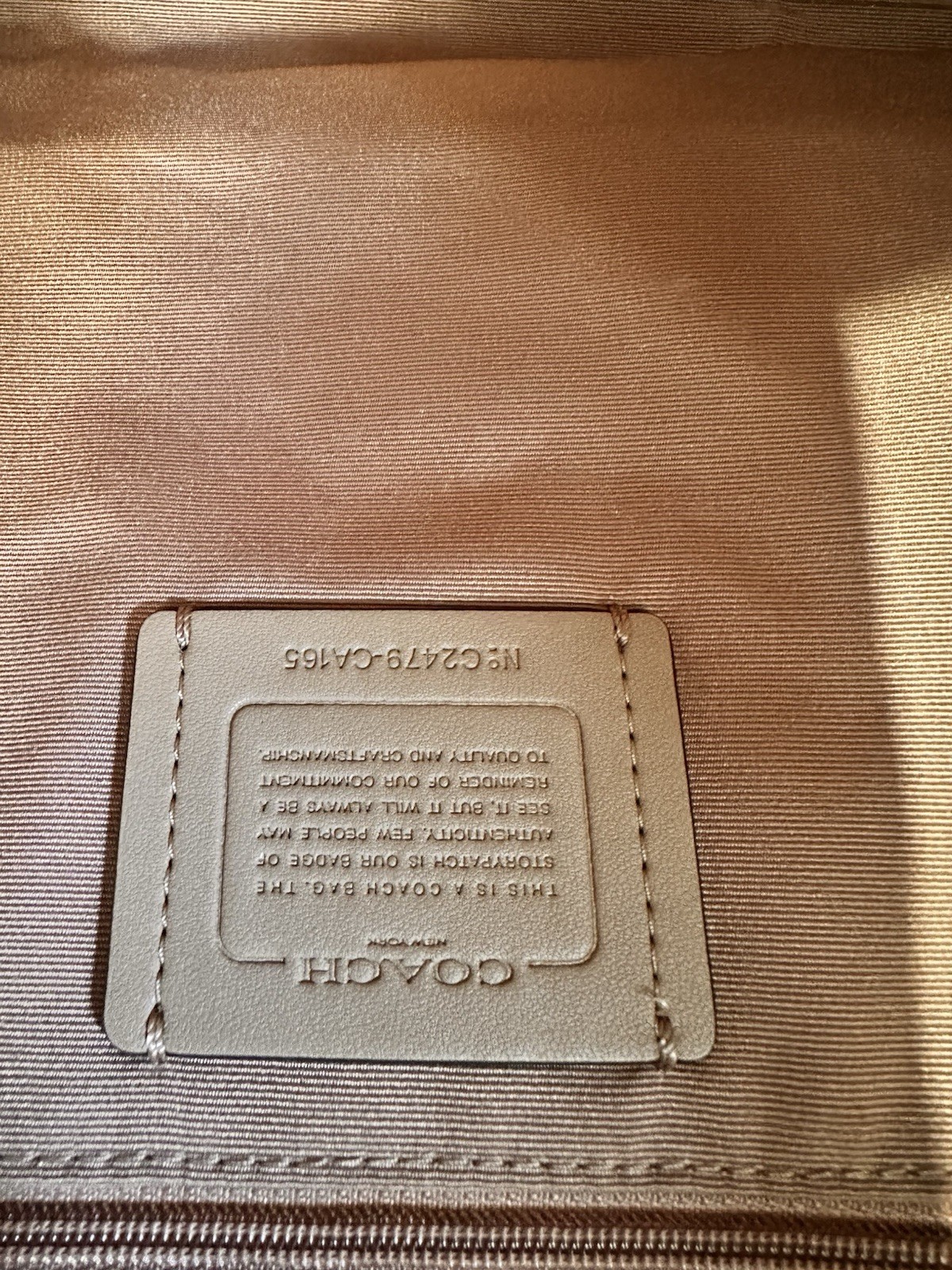 COACH Auth Andy Horse & Carriage Leather Tote Bag Beige Taupe Casual Authentic