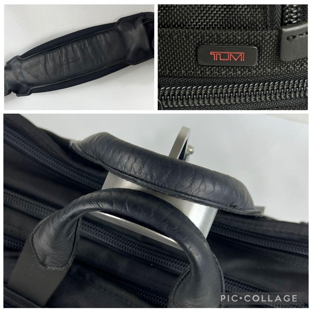 TUMI 2 Way Expandable Nylon Leather Business Bag Briefcase Black 26141DH Auth