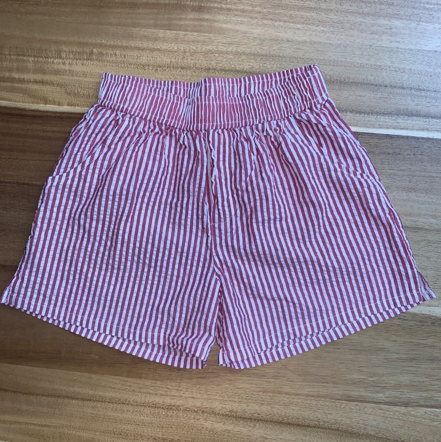 Art Class Kids Girls Cotton Striped Seersucker Shorts Elastic Waist Side Pockets