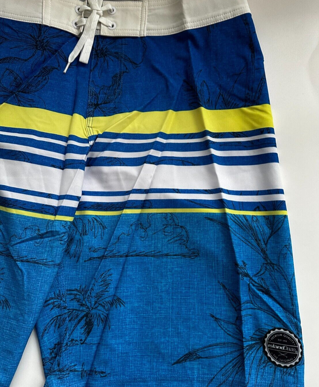 2-ISLAND DAZE BOARD SHORTS/BOTTLE OPENER 4 WAY STRETCH BLUE – NEW W/TAGS SIZE:32