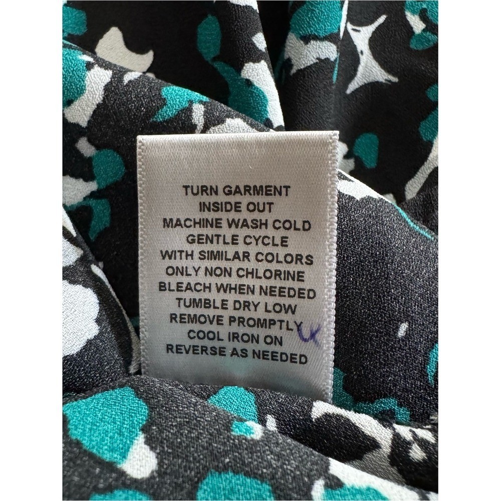 Avenue Black, Teal & White Abstract Floral Blouse