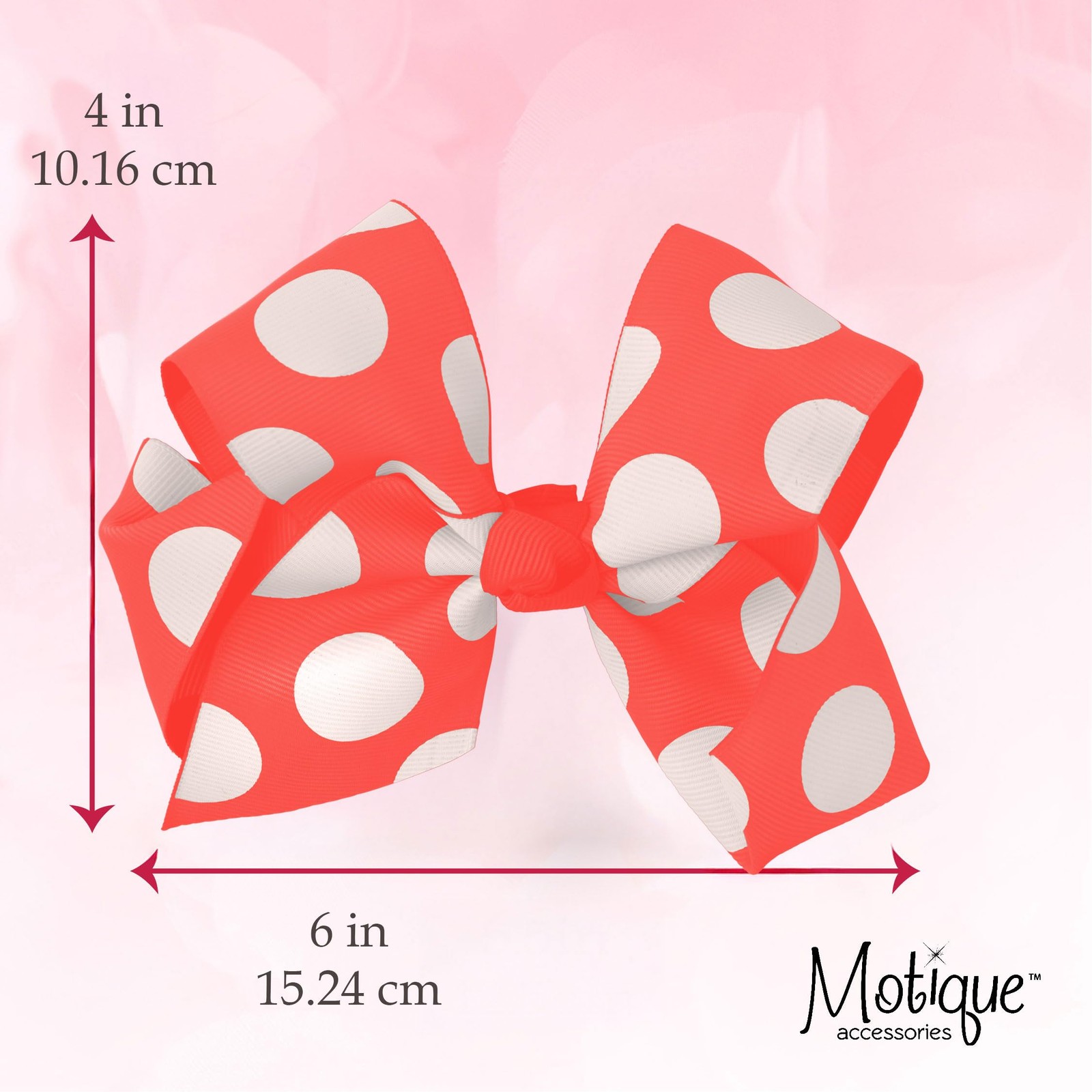 6 Inch Grosgrain Hair Bow Clip for 1 Count (Pack of 1), Neon Orange