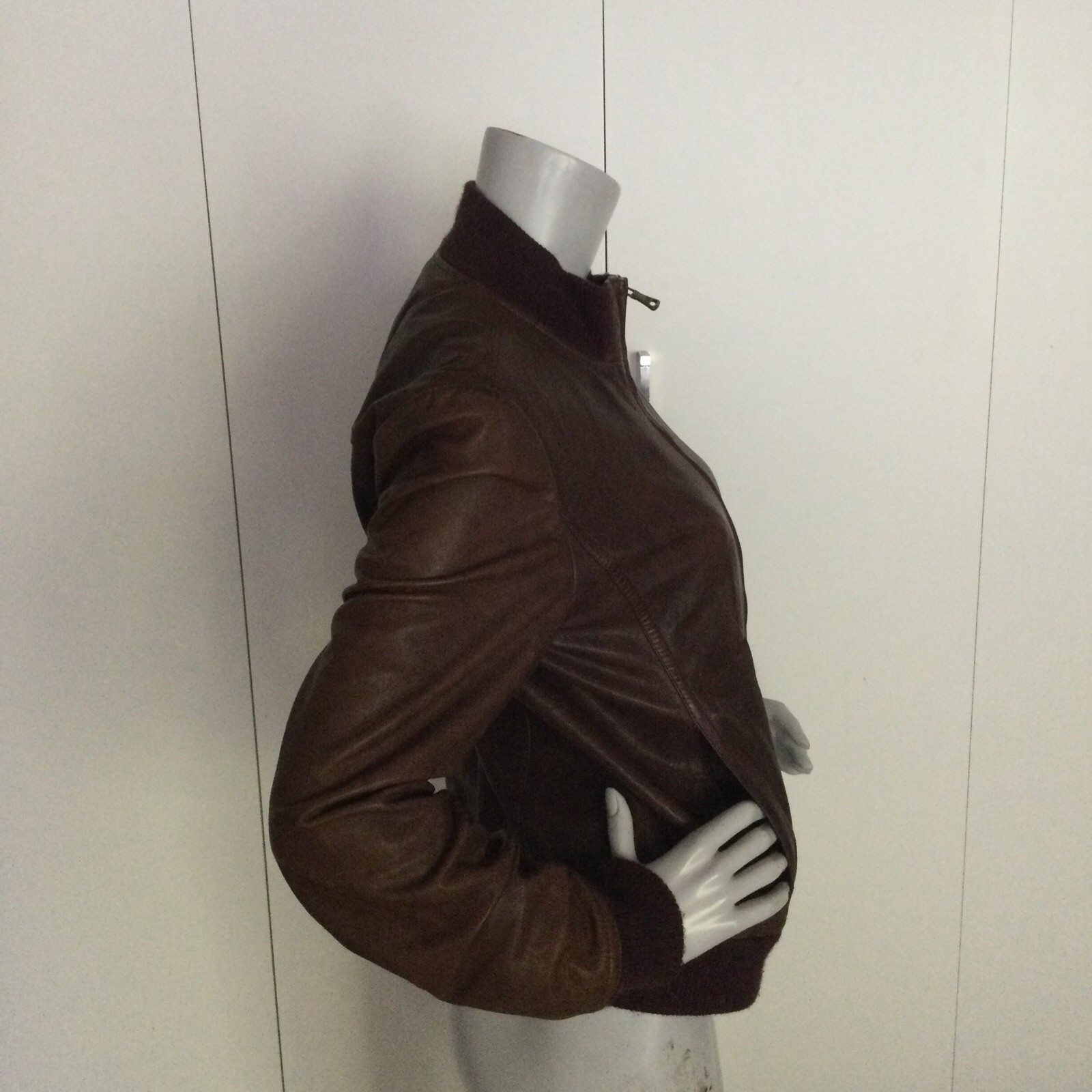 D&G Dolce & Gabbana Brown Leather Bomber Jacket Size IT 44