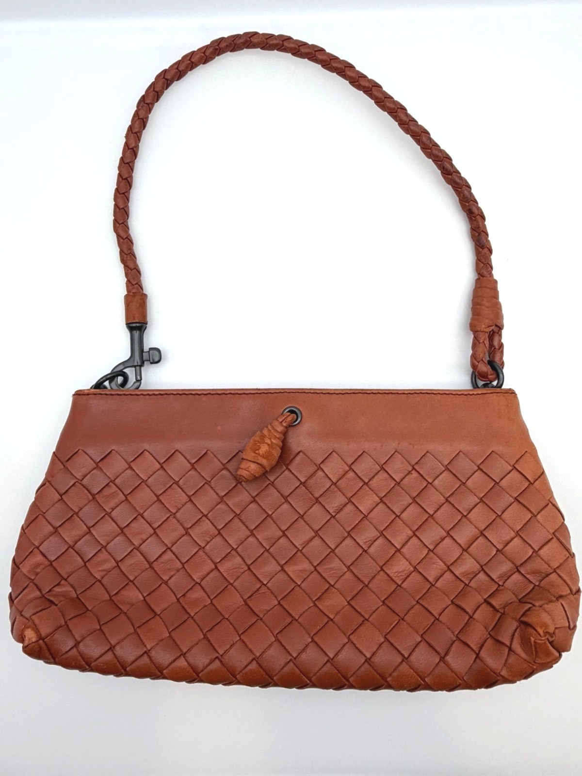 Bottega Veneta Intrecciato Leather Shoulder Bag Brown Braided Strap