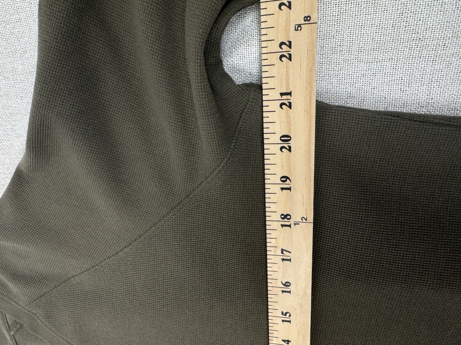 L.L. Bean Olive Green Crew Neck Thermal Pullover Tee Long Sleeves Base Layer L