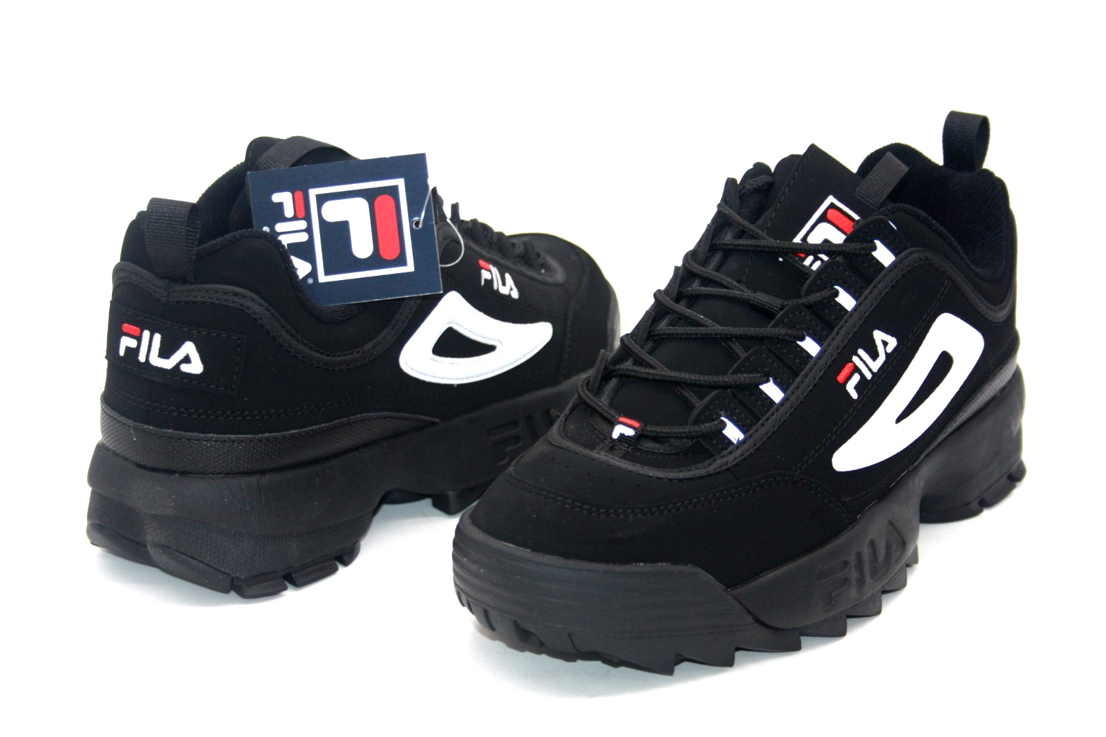 FILA DISRUPTOR II MENS SNEAKER BLACK/WHITE/RED FW01653-018 FASHION SHOE