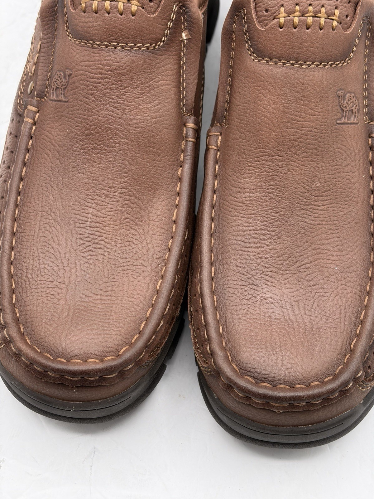 CAMEL CROWN Men’s Size 13 Slip On Loafers Khaki Brown Leather Casual Shoes
