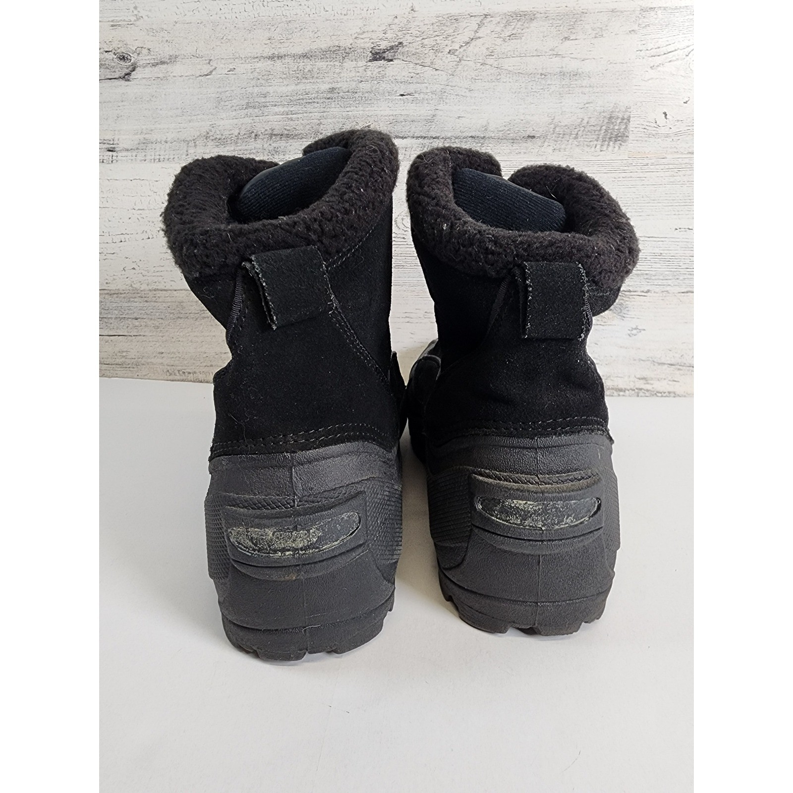 Sorel Crestwynd Winter Boots Women 9.5 Black Zip Front Faux Fur Trim Fair