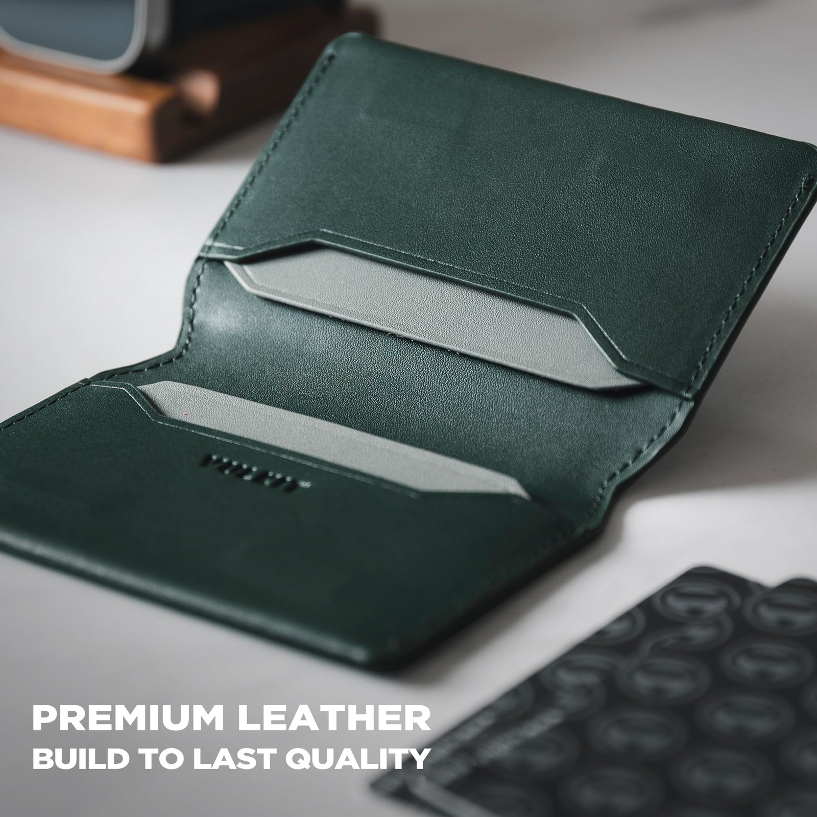VULKIT Slim Minimalist Card Holder RFID 4.25 x 2.76 x 0.6 inches, Olive