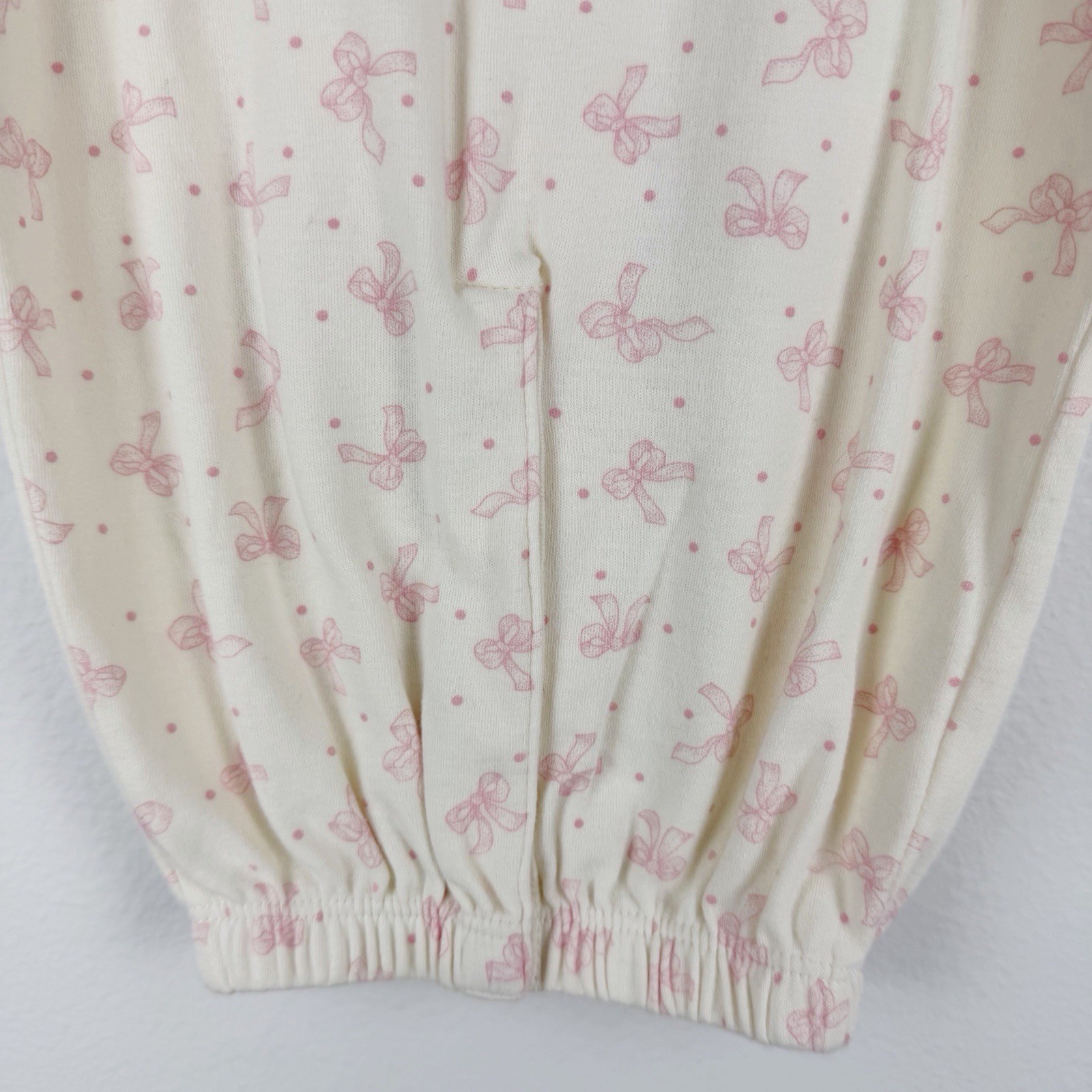 Baby Gap Convertible Infant Gown Pink Bows Fold Over Cuffs 100% Cotton 0-3M NWT