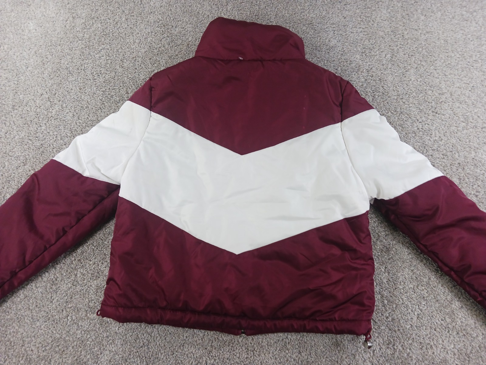 Ambiance Outerwear Small Womens Jacket Full Zip Maroon White Lined Filled