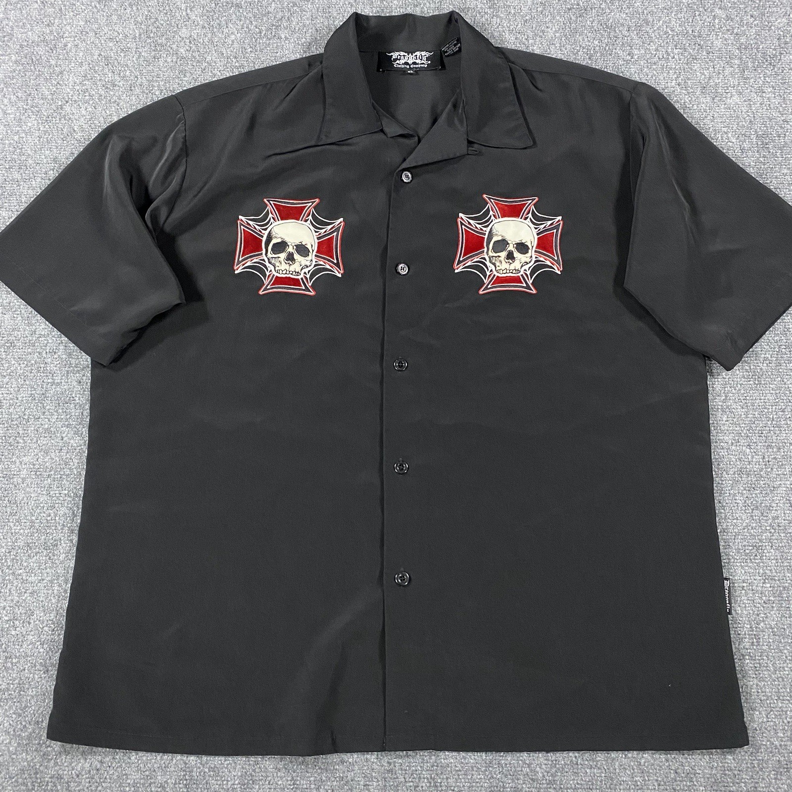 Dragonfly Clothing Shirt Mens XL Black Skull Cross Chipper Motorcycle Y2K