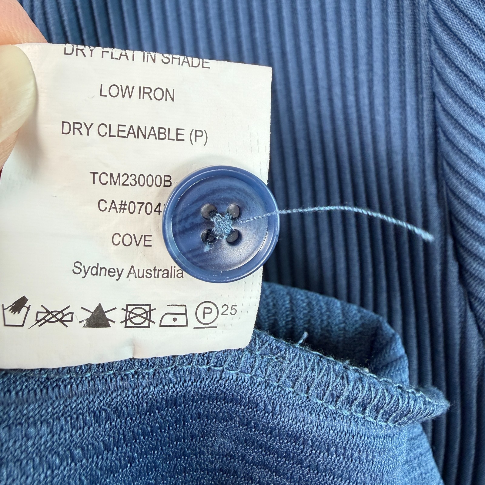 Cove Mens Ribbed Textured Button Front Shirt Sz L Blue Stretch Coastal Resort