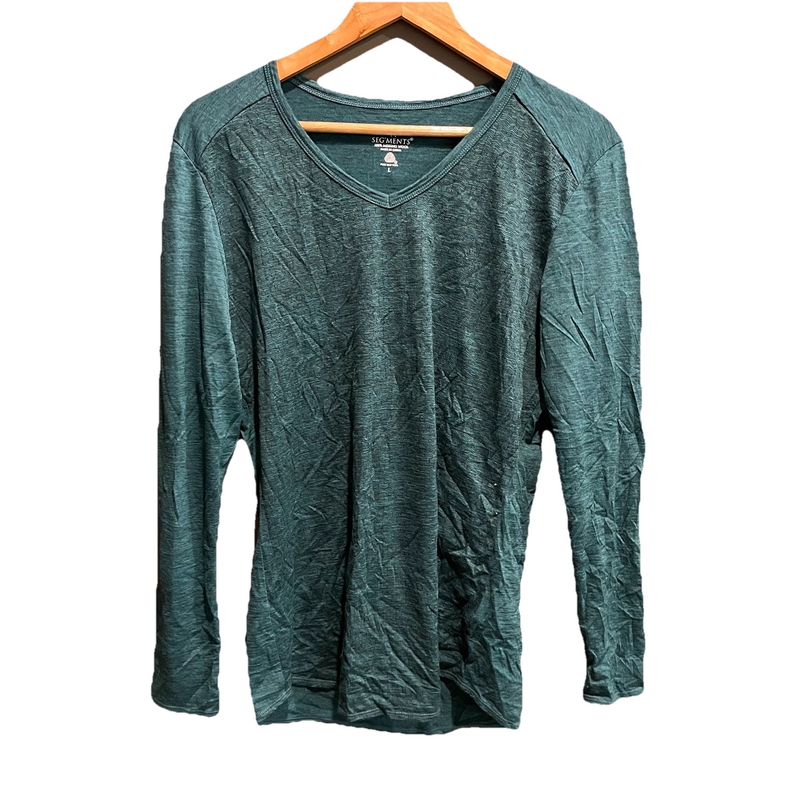 Seg’ments Green LSlPure New Merino Wool Baselayer Women’s Shirt Size Large