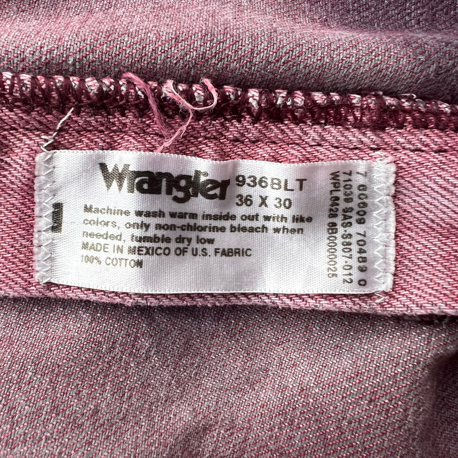 Vintage Wrangler Stonewash Sun Faded Red Denim Jeans 36×30 936BLT Cowboy Cut