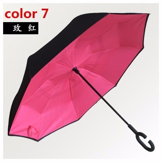 Reverse Folding Inverted Umbrella Double Layer Wind Proof UV Proof Inside out