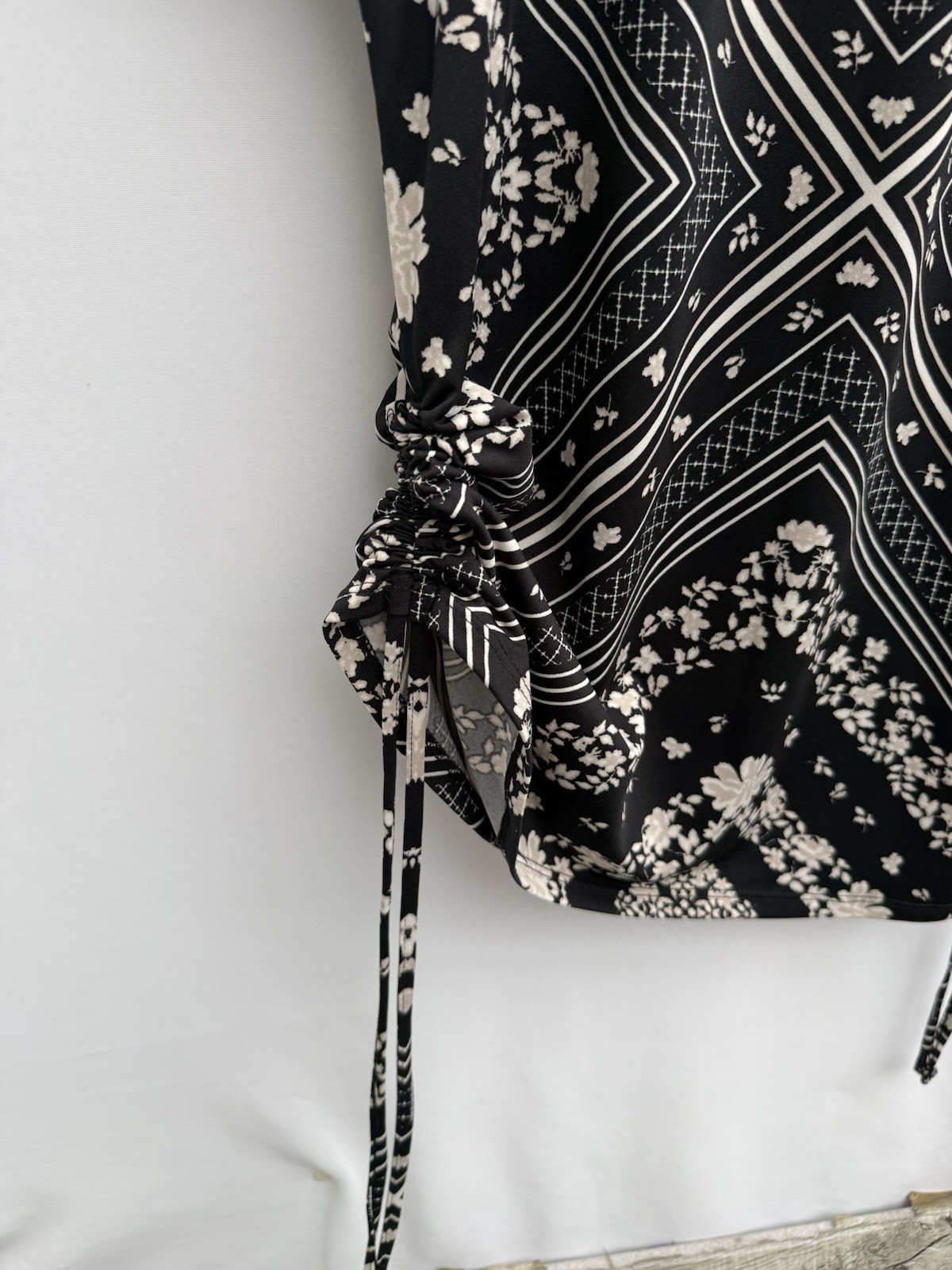 Principles By Debenhams Floral Scarf Print Side Tie Blouse Top Black UK 14 BNWT