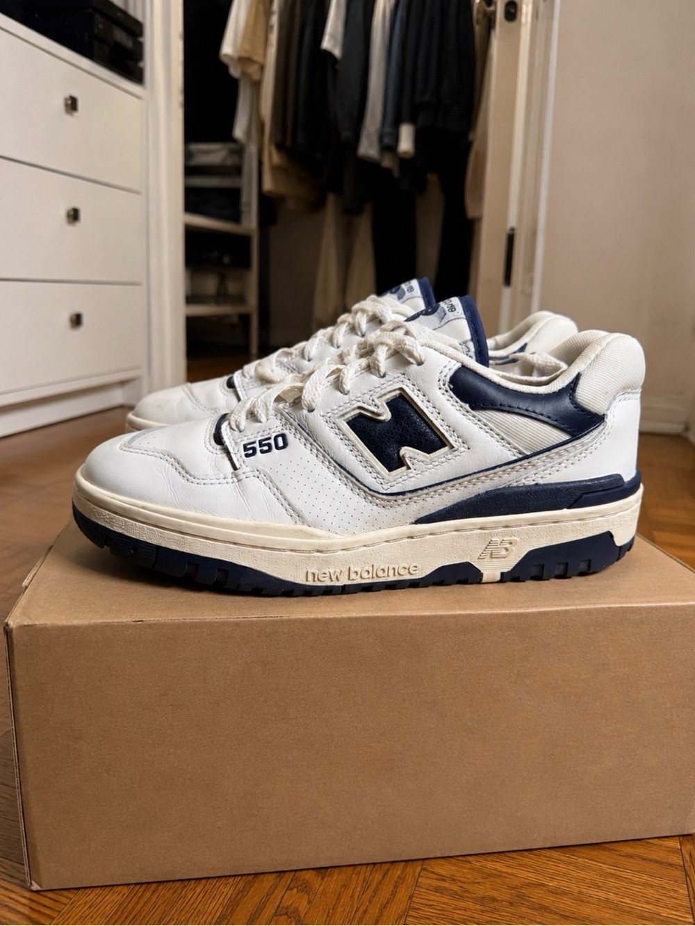 New Balance x Aime Leon Dore 550 White Navy Leather Sneakers